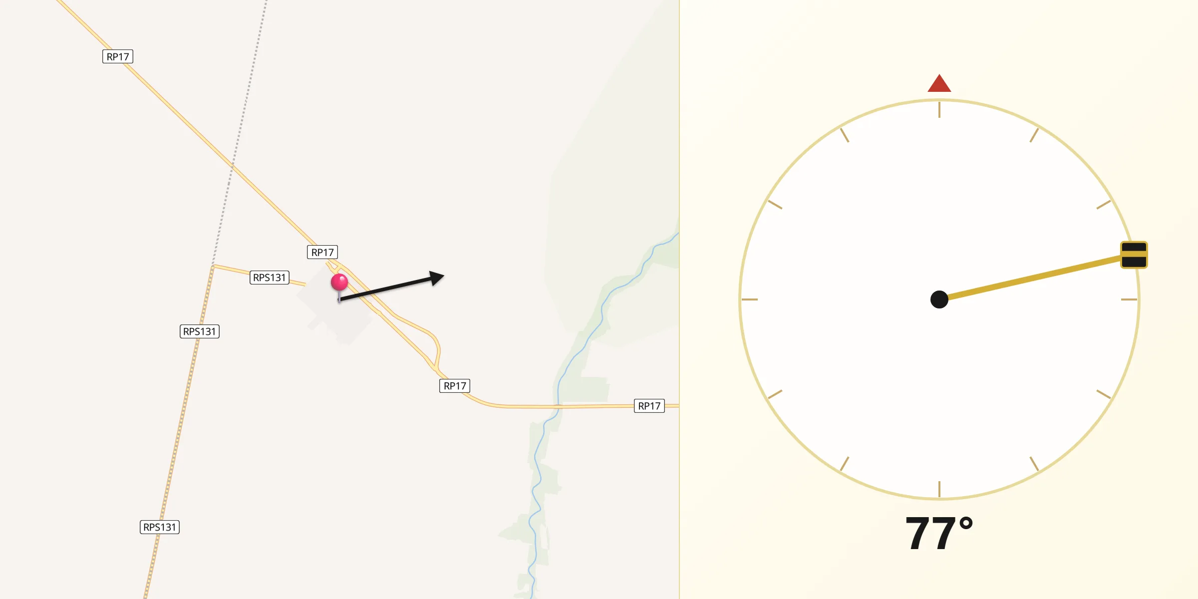 Dirección de la Qibla desde Marull