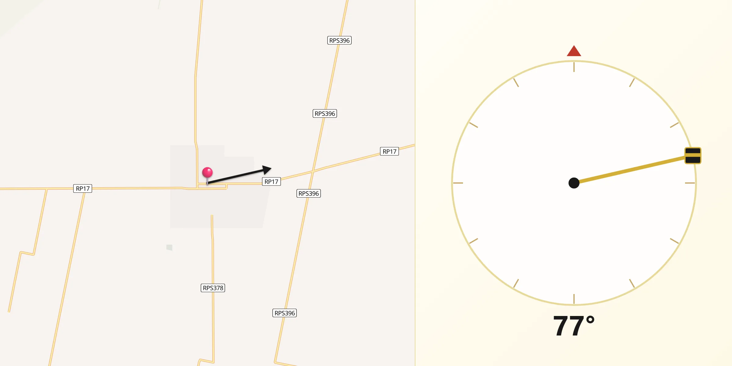 Dirección de la Qibla desde Balnearia