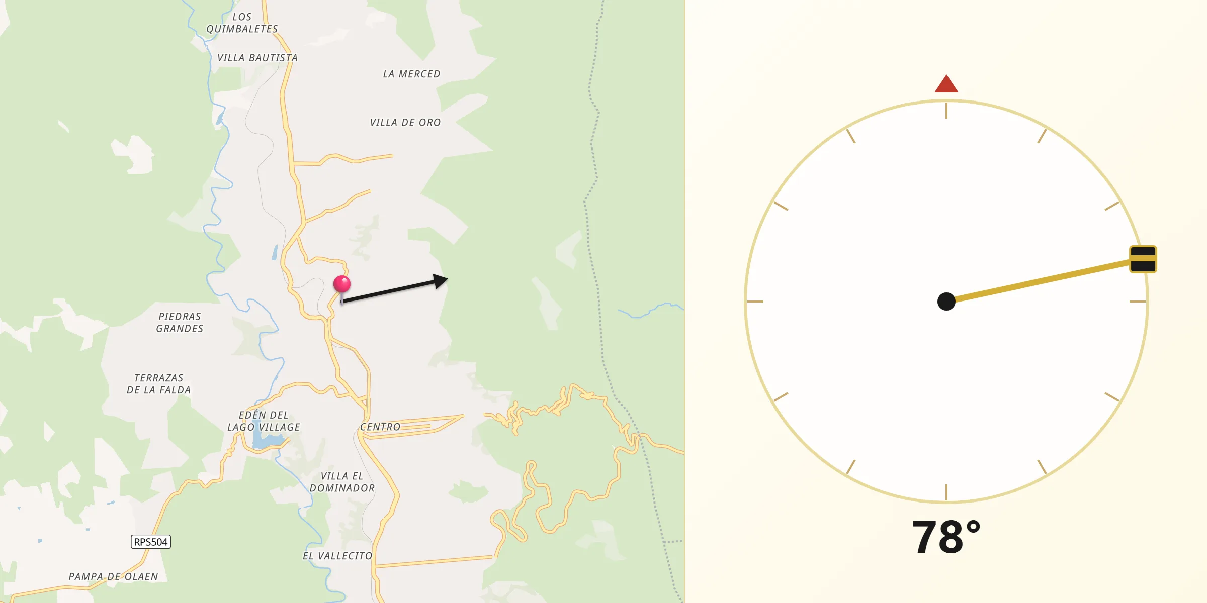 Dirección de la Qibla desde Huerta Grande