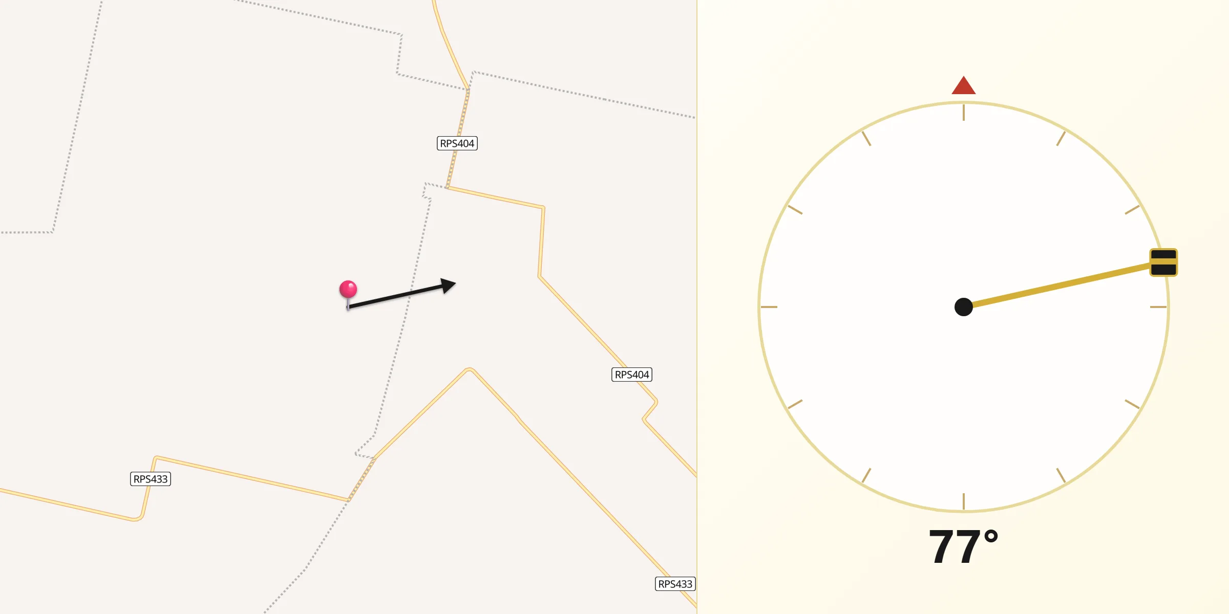 Dirección de la Qibla desde Departamento de Río Primero