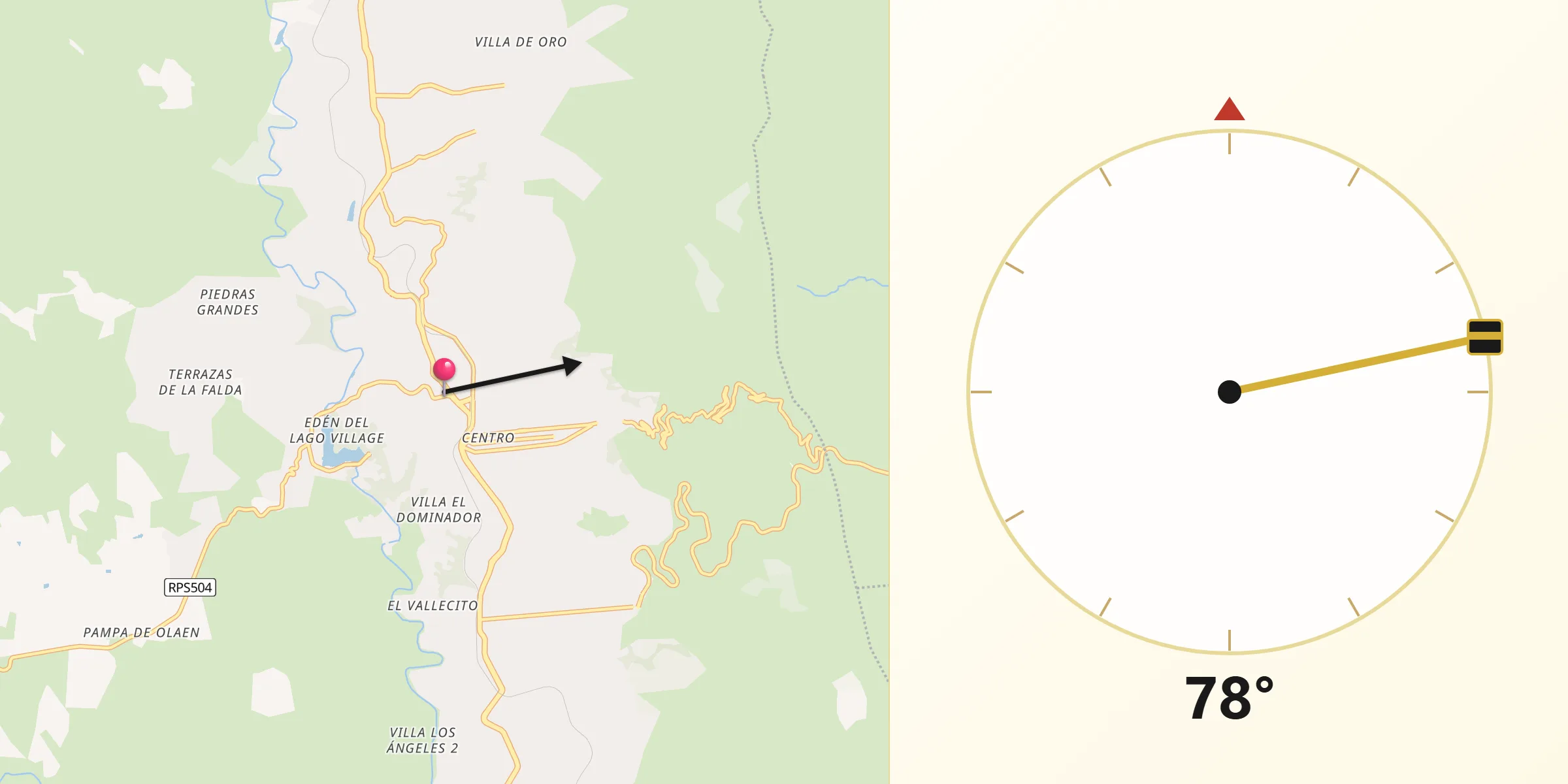 Dirección de la Qibla desde La Falda