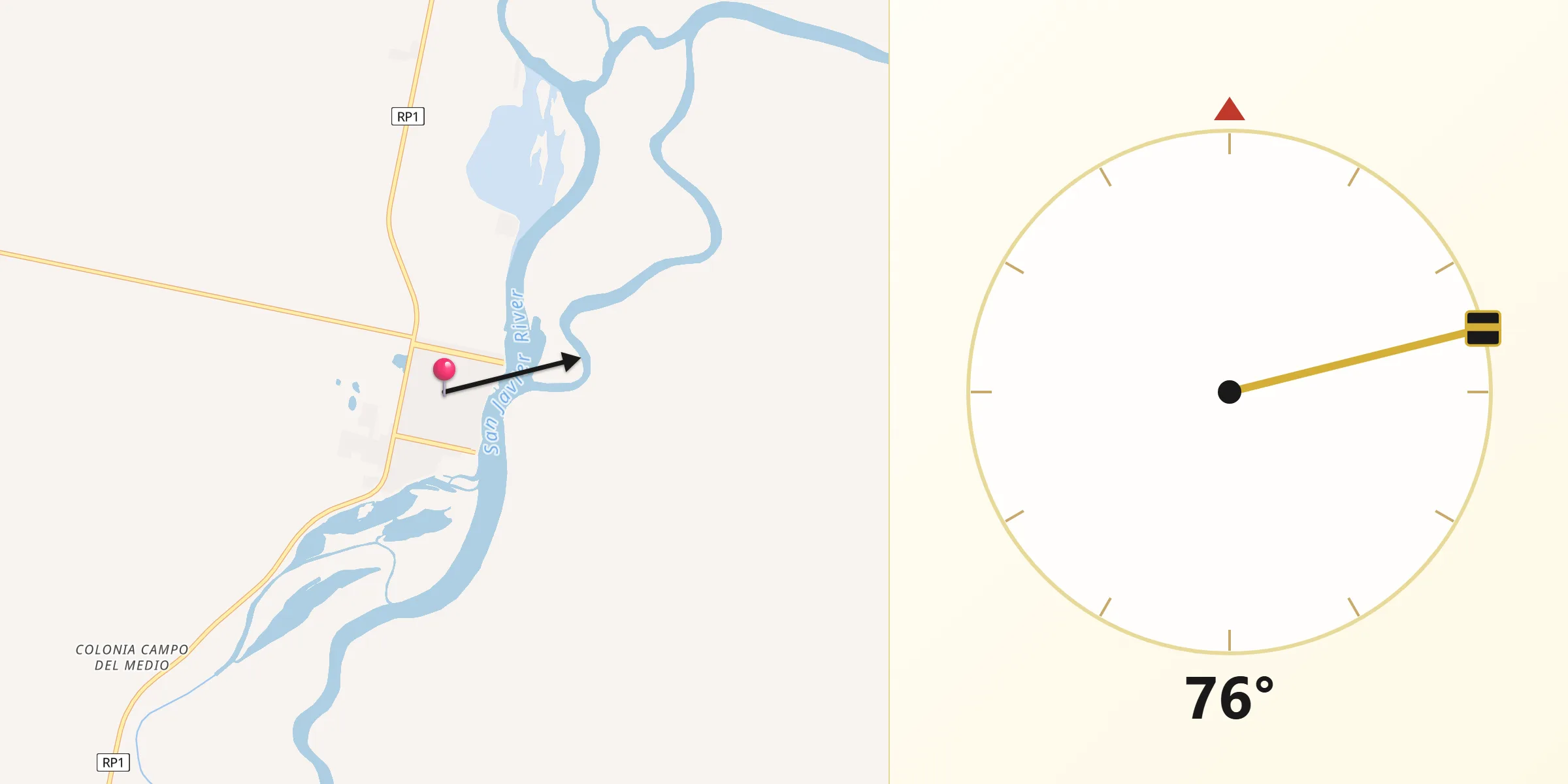 Dirección de la Qibla desde Helvecia