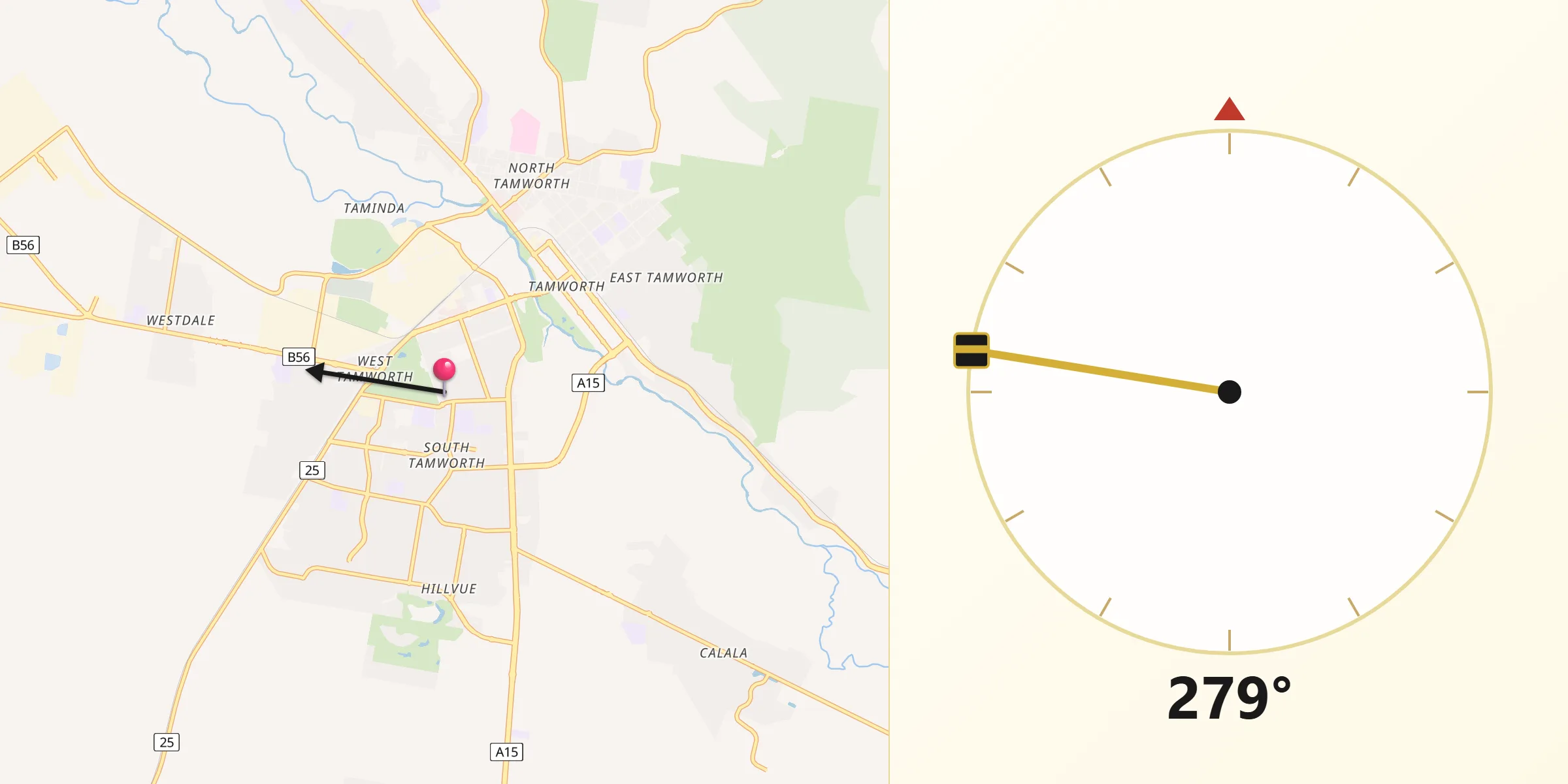 Qibla Direction from West Tamworth