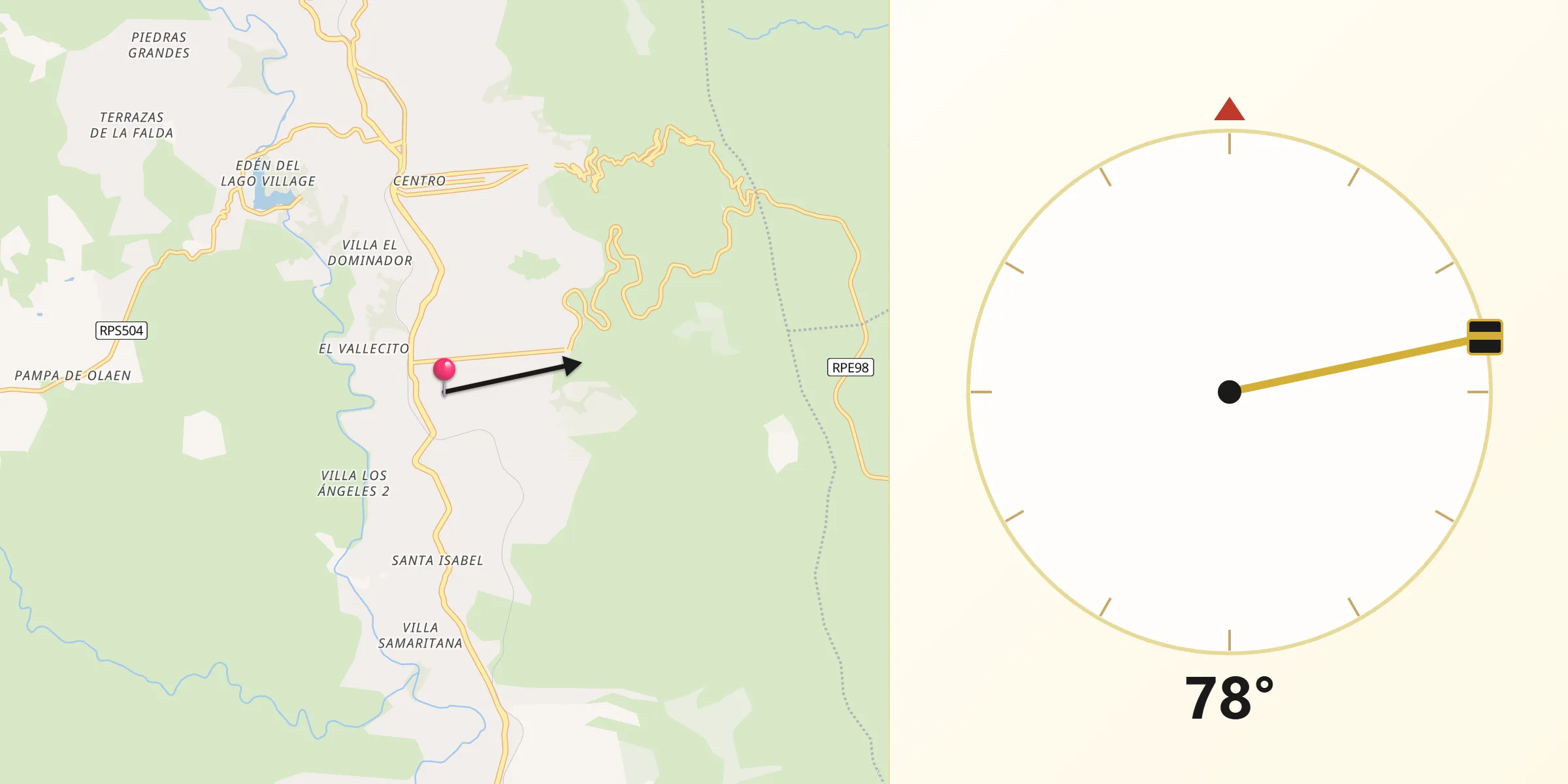 Dirección de la Qibla desde Valle Hermoso