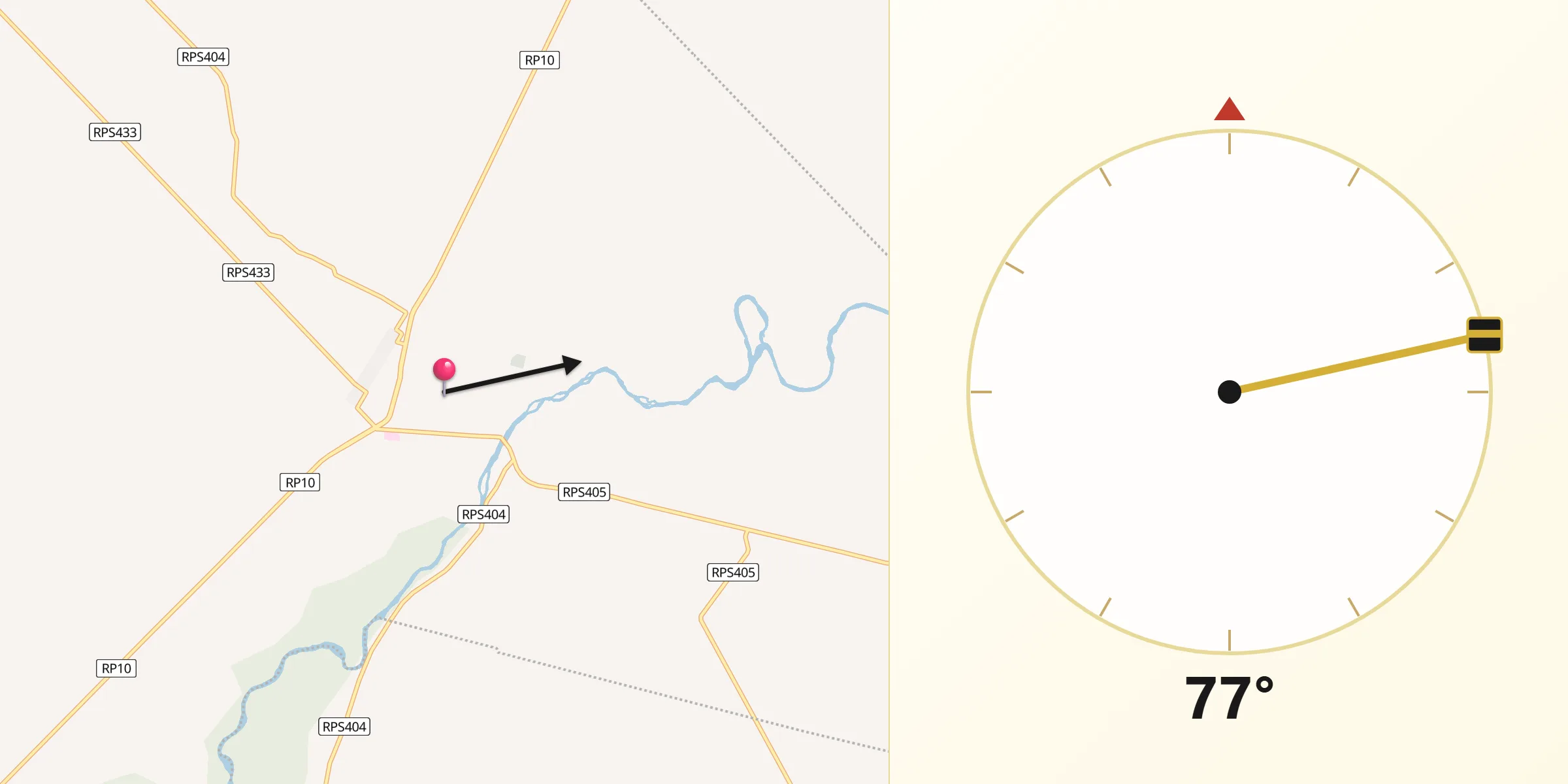 Dirección de la Qibla desde Santa Rosa de Río Primero