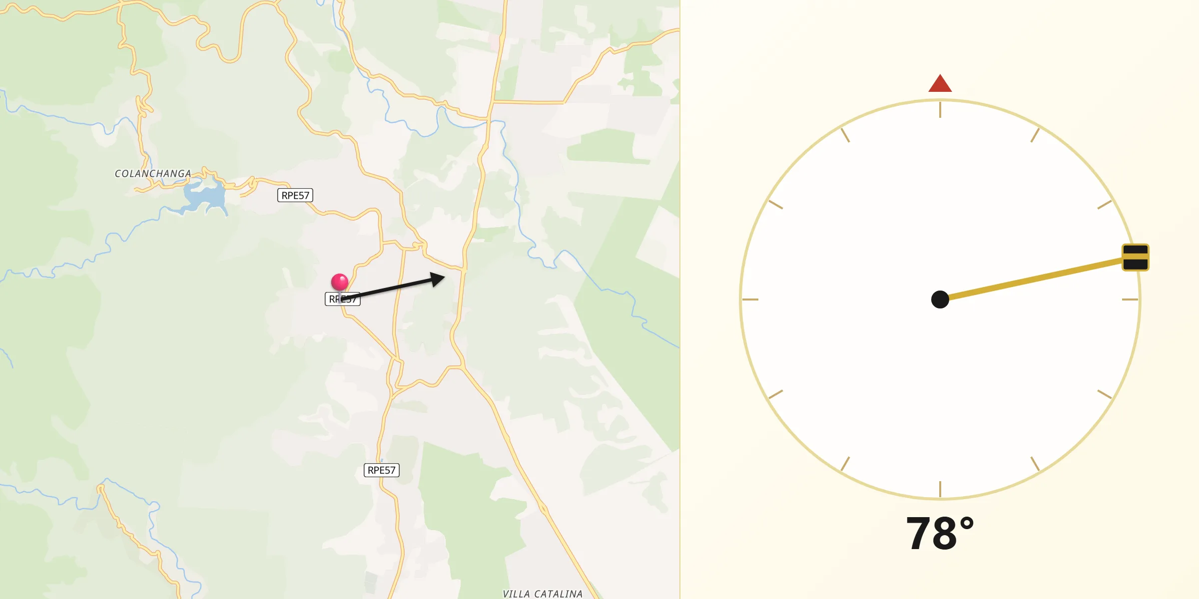 Dirección de la Qibla desde Río Ceballos
