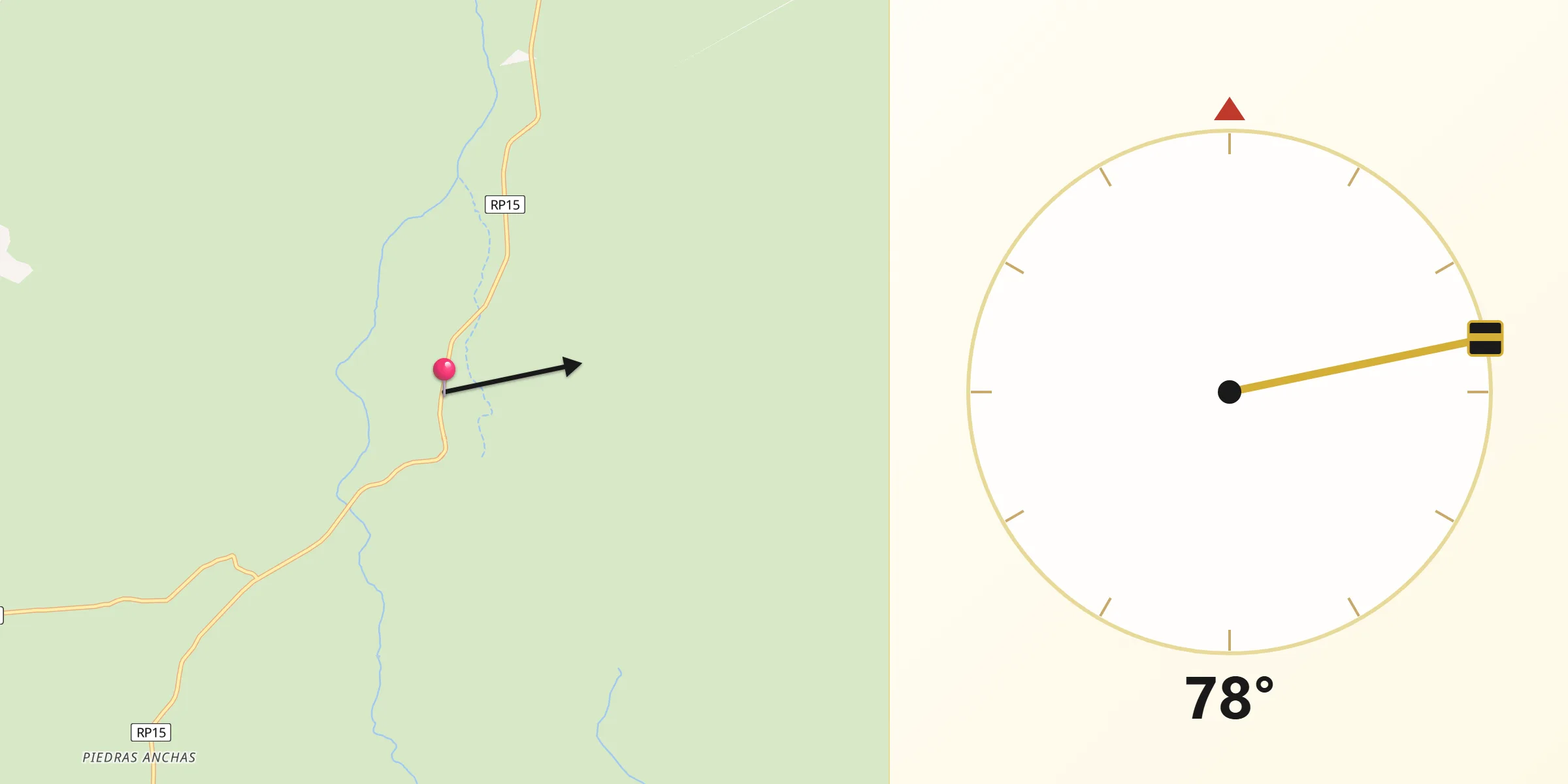 Dirección de la Qibla desde San Carlos