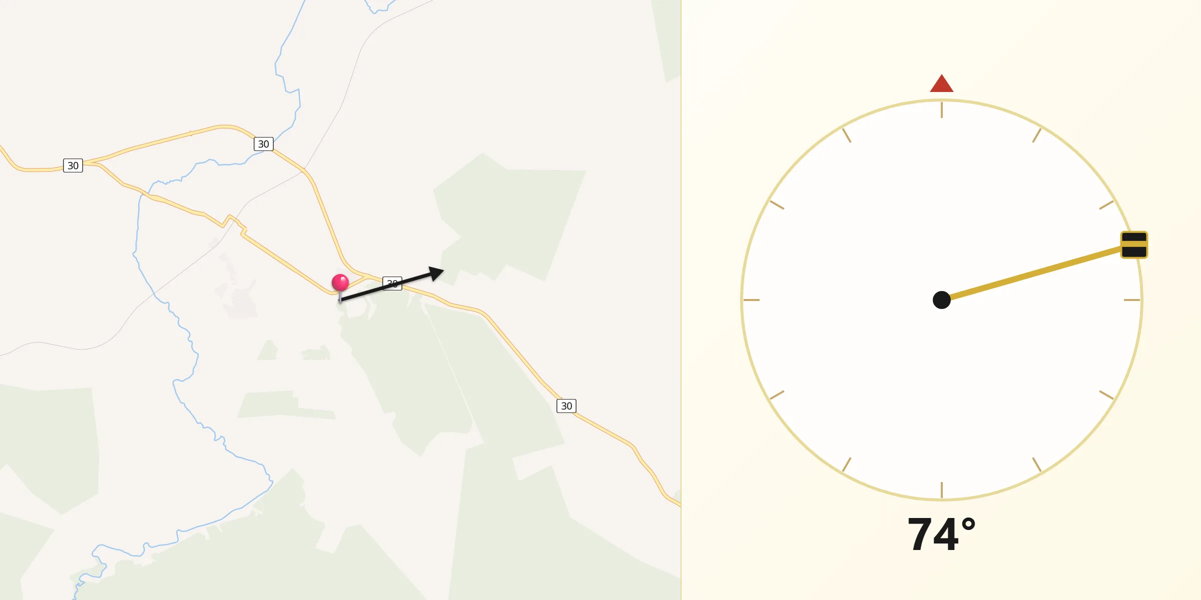 Dirección de la Qibla desde Tranqueras