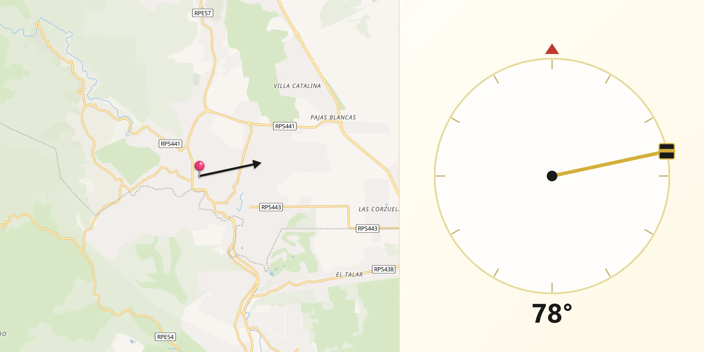 Dirección de la Qibla desde Unquillo