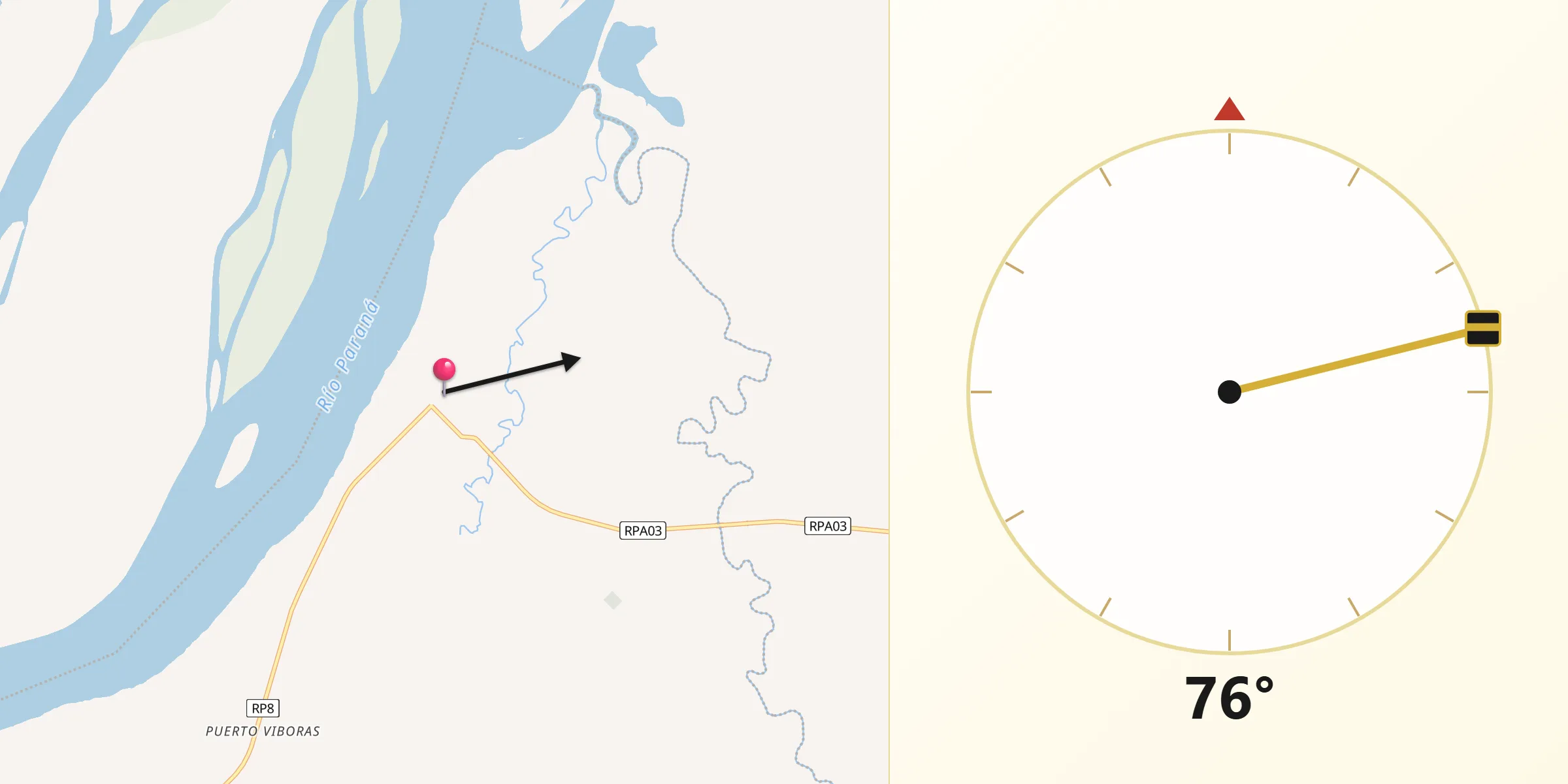 Dirección de la Qibla desde Villa Hernandarias