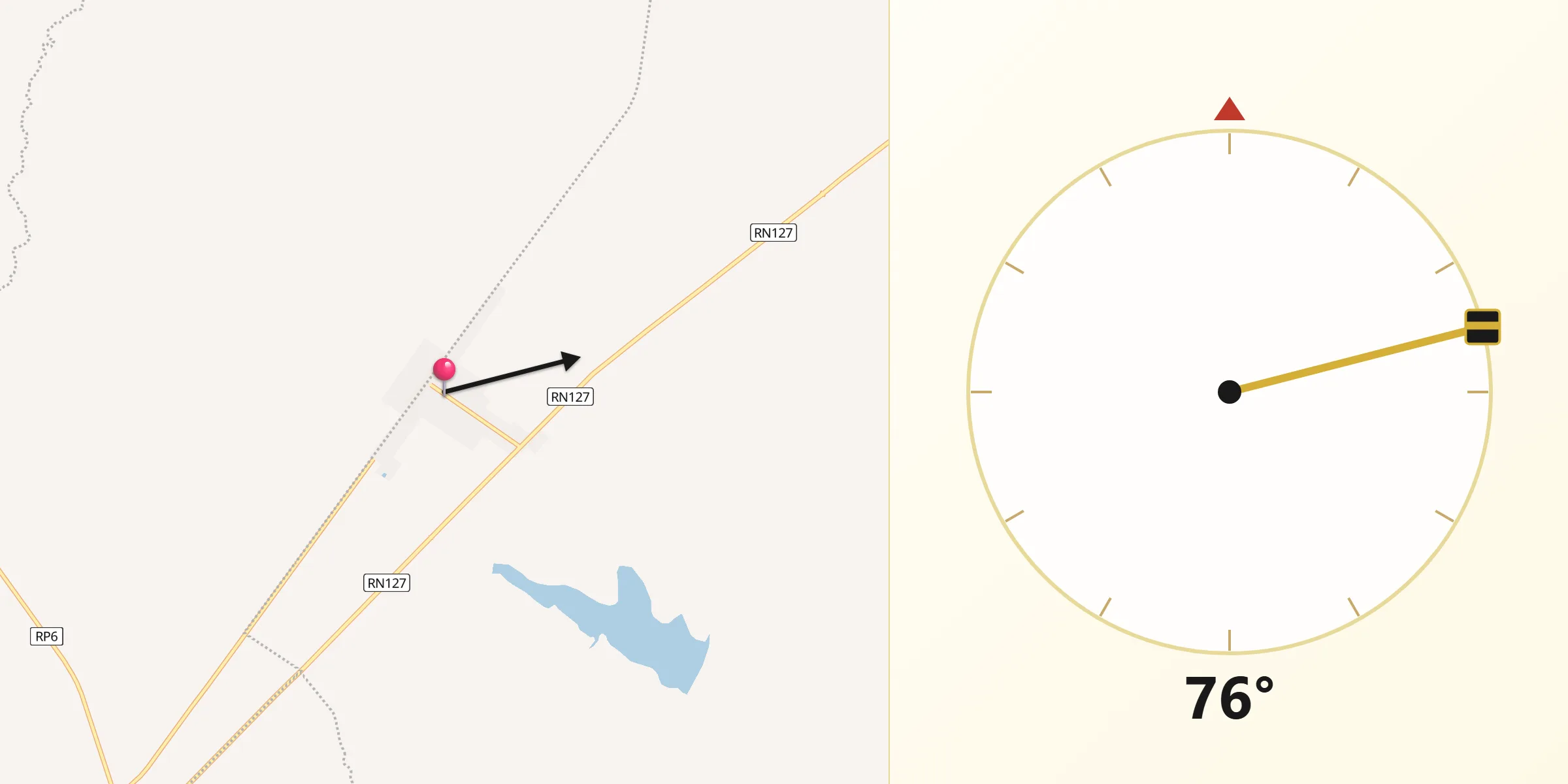 Dirección de la Qibla desde Sauce de Luna