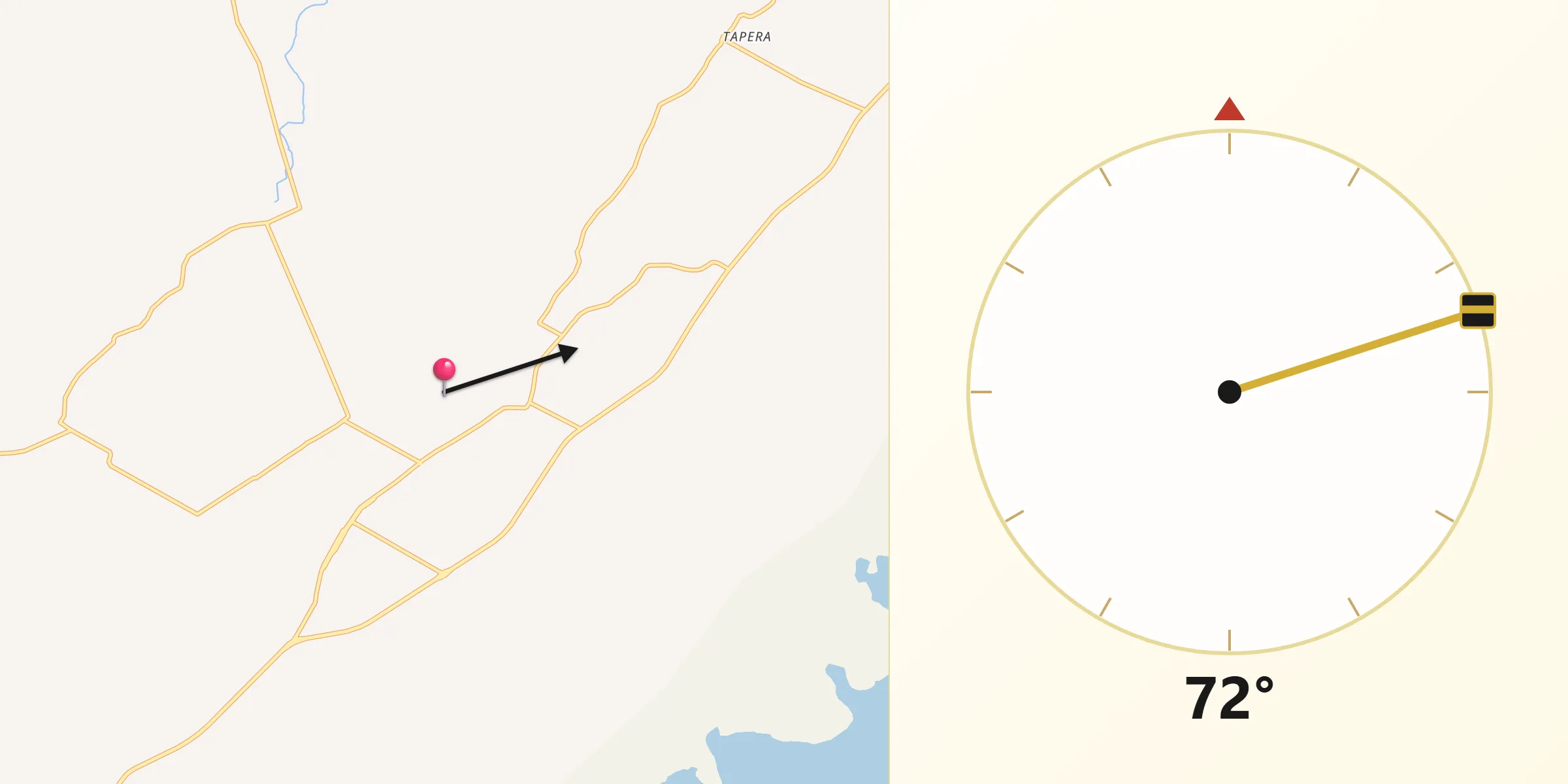Direção da Qibla a partir de Tavares