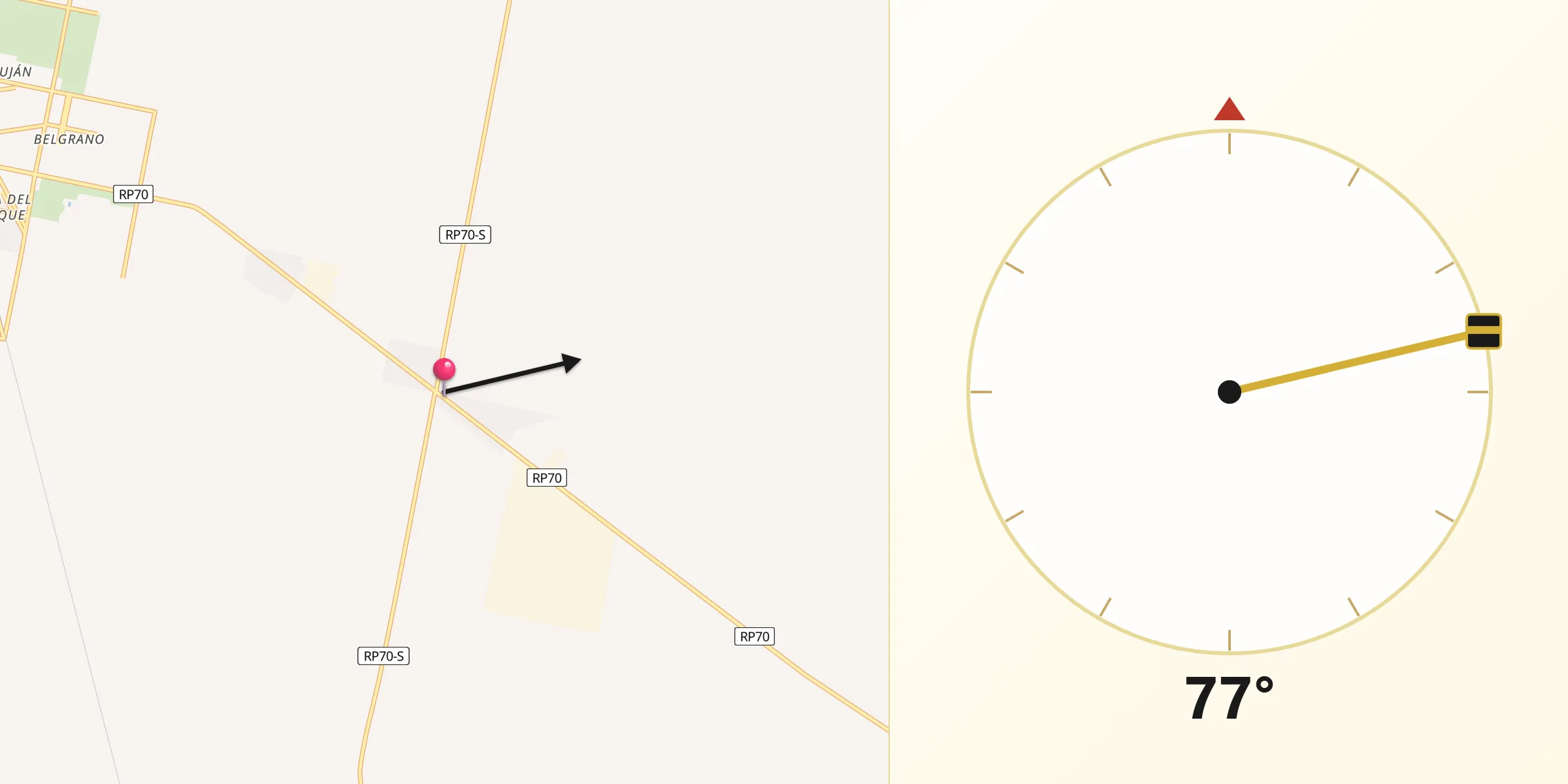 Dirección de la Qibla desde Bella Italia