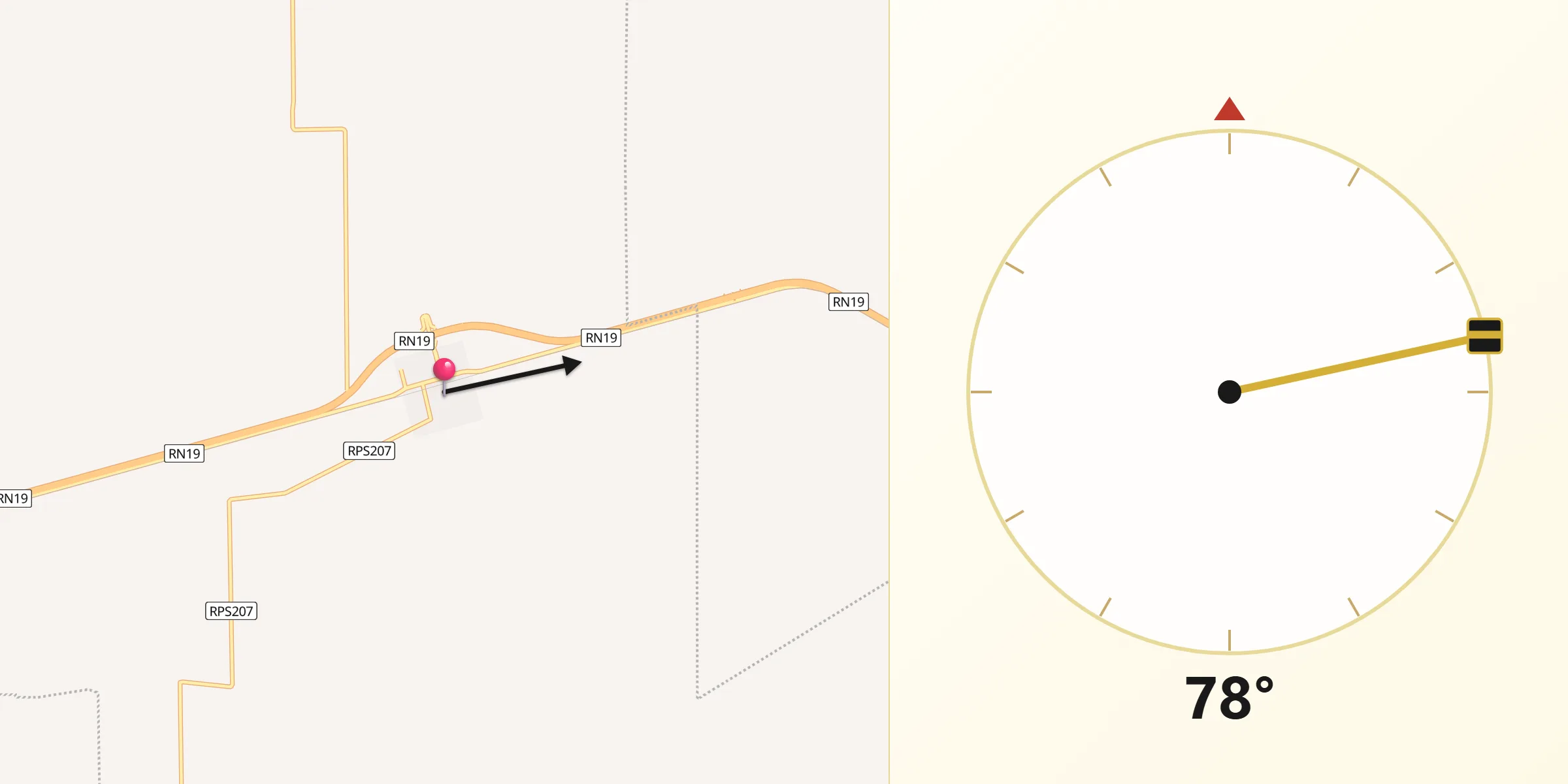 Dirección de la Qibla desde Piquillín