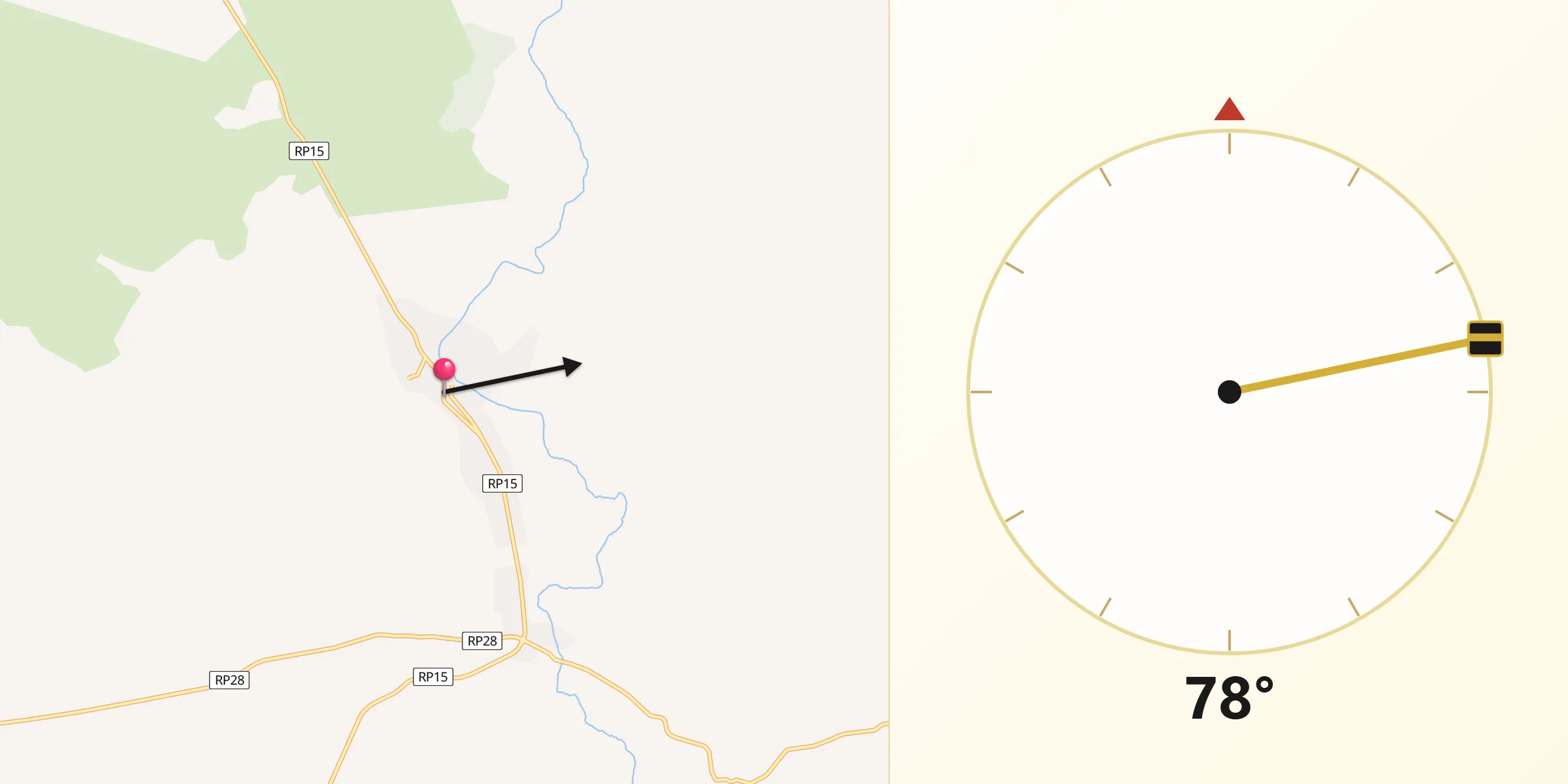 Dirección de la Qibla desde Salsacate
