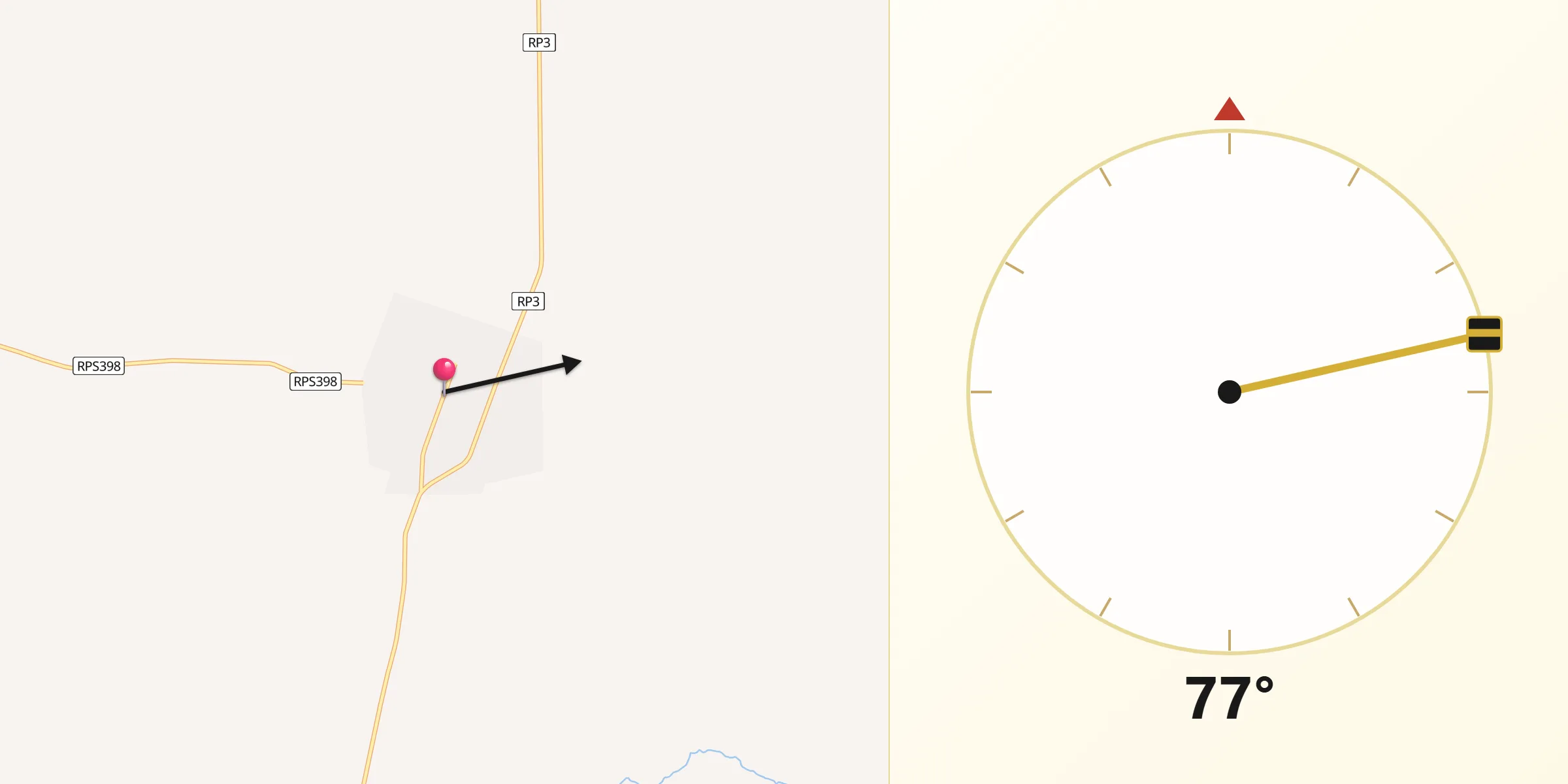 Dirección de la Qibla desde Villa Concepción del Tío