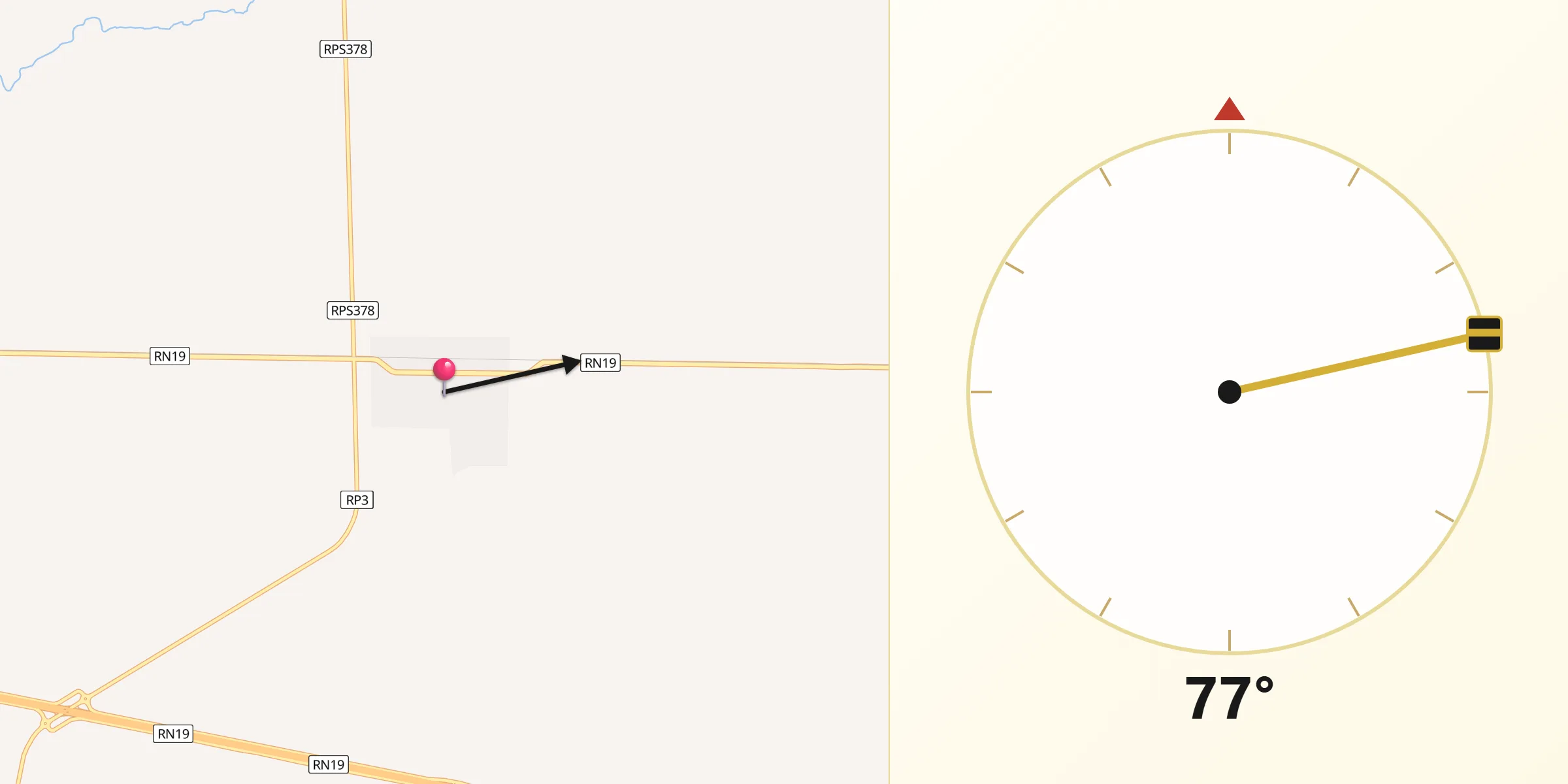 Dirección de la Qibla desde La Francia