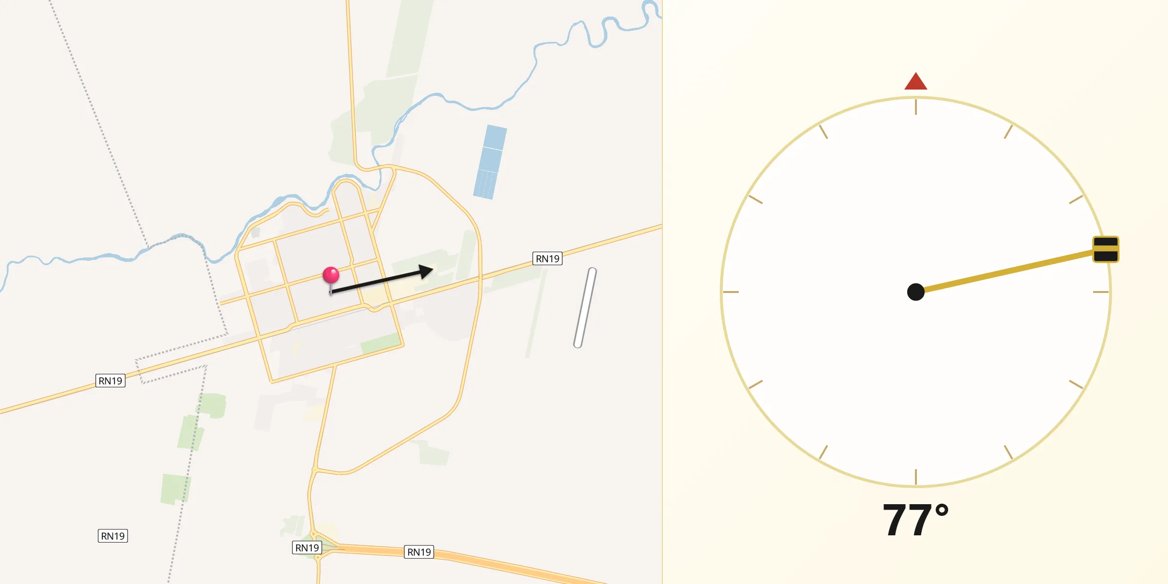 Dirección de la Qibla desde Arroyito