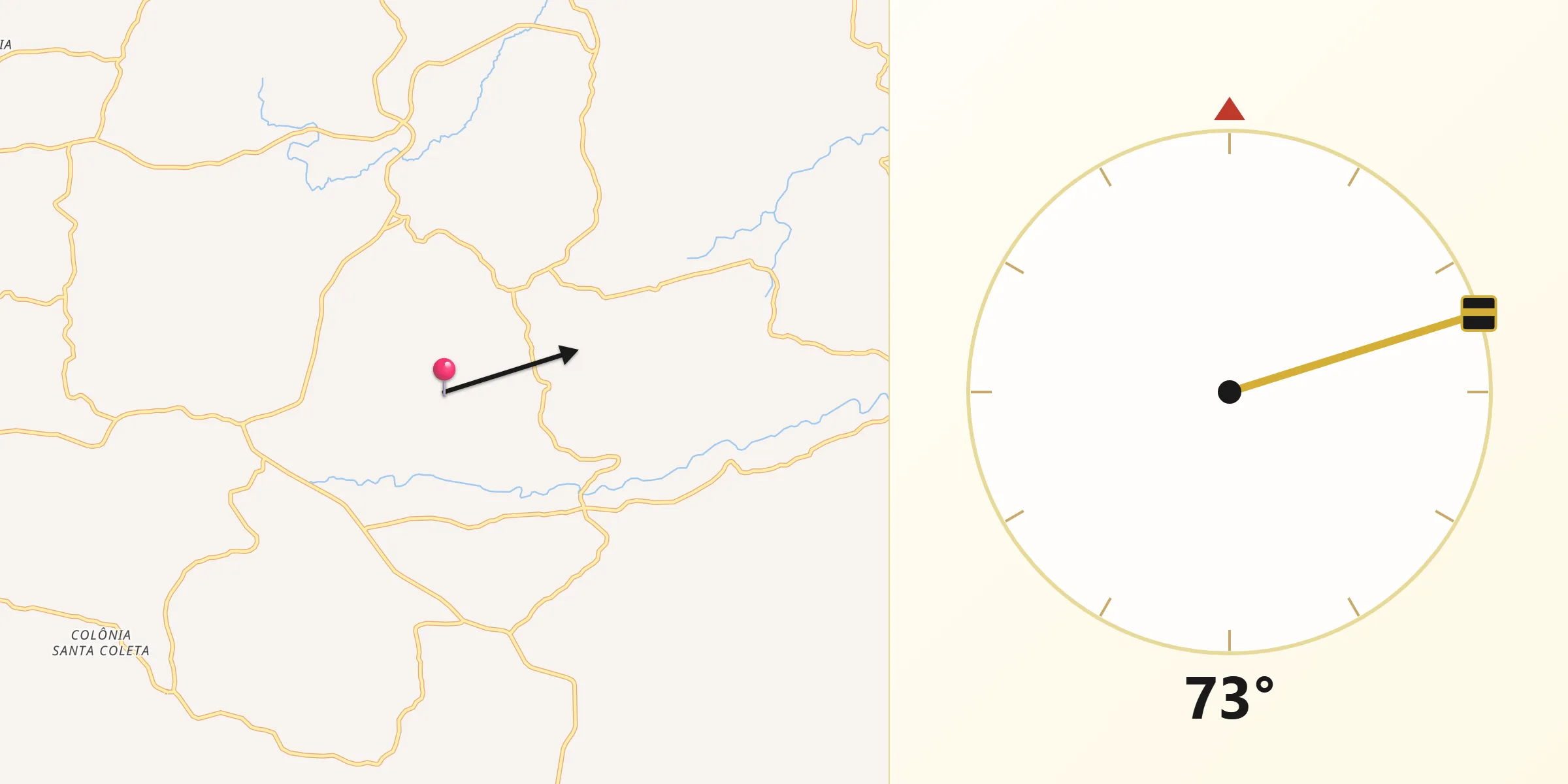 Direção da Qibla a partir de Arroio do Padre