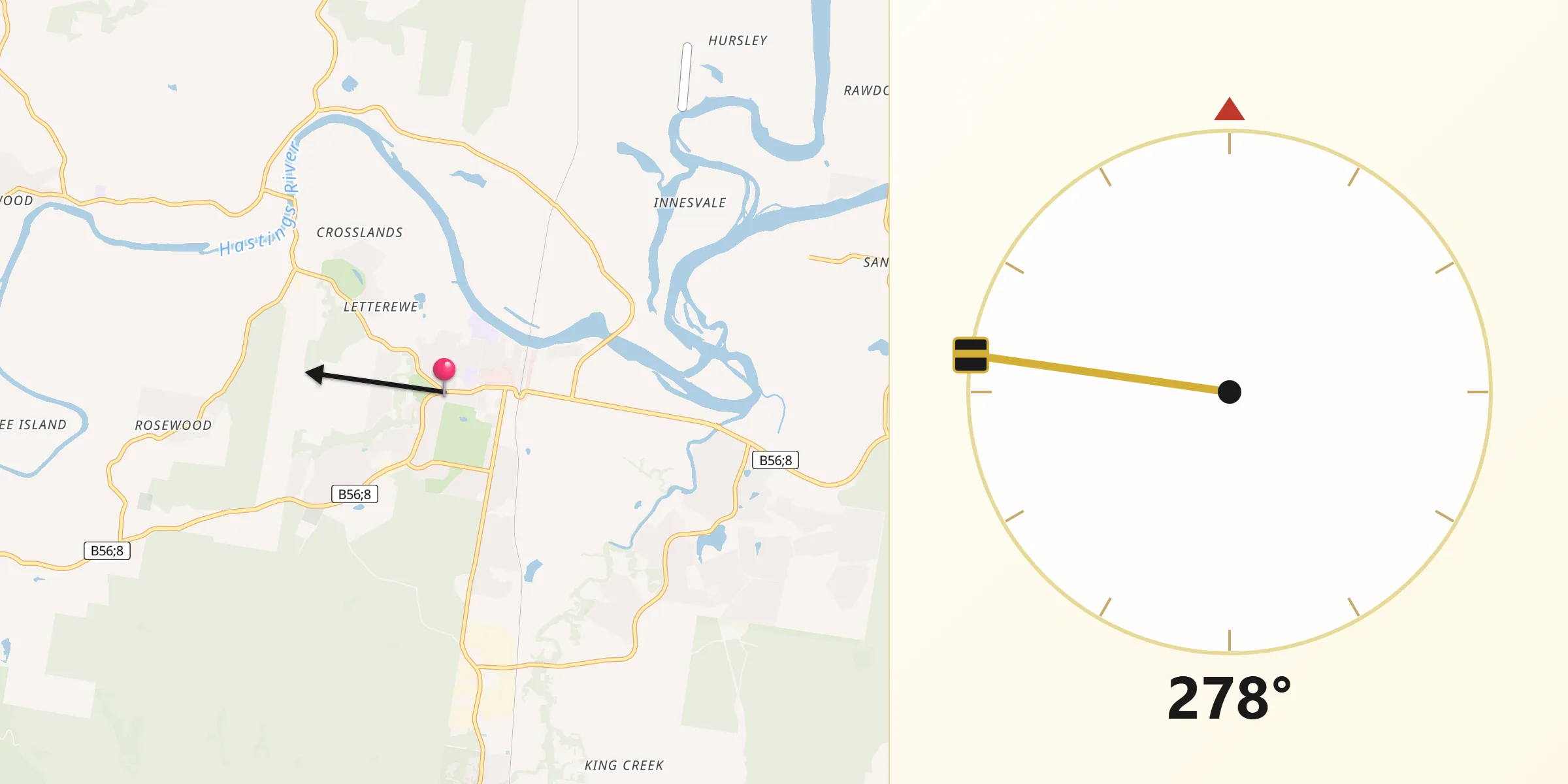 Qibla Direction from Wauchope