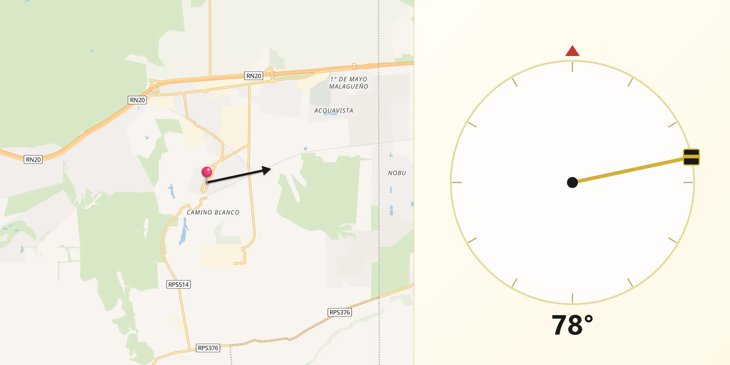 Dirección de la Qibla desde Malagueño