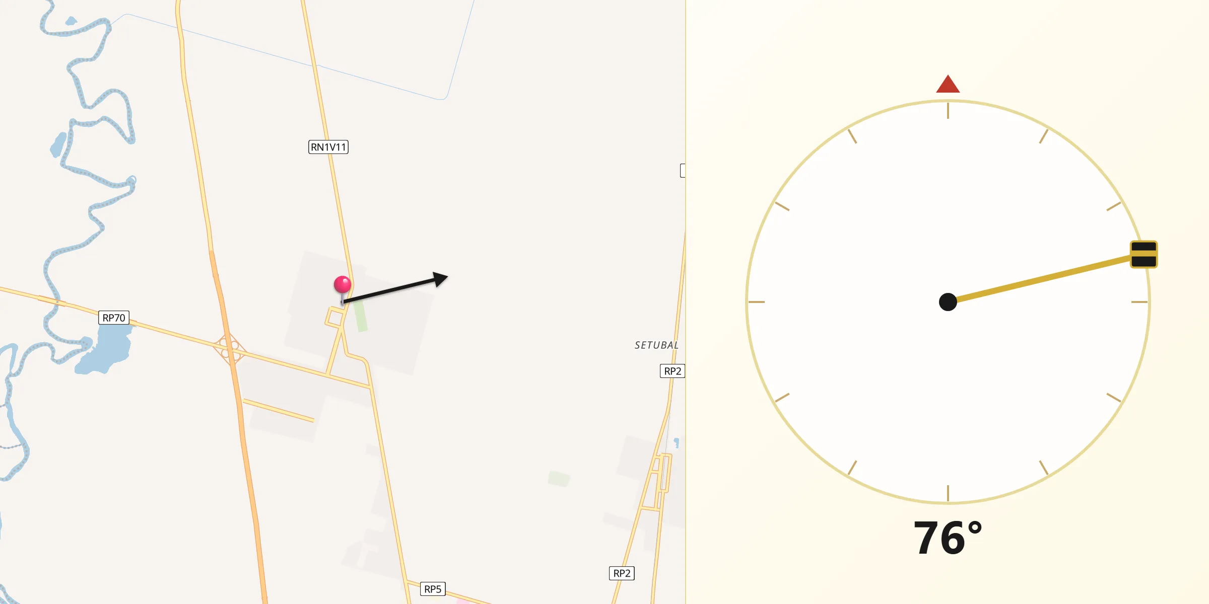Dirección de la Qibla desde Recreo