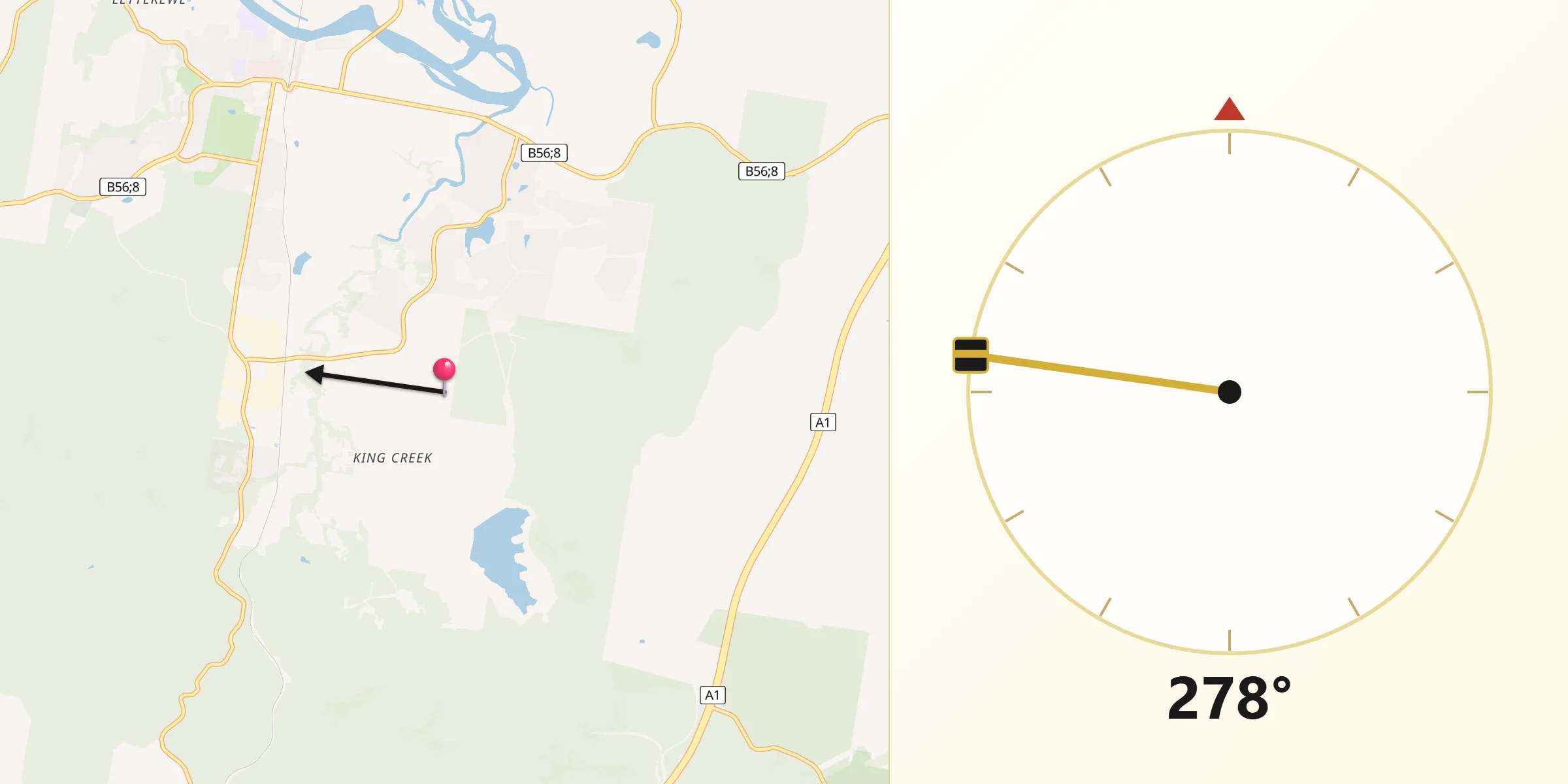 Qibla Direction from King Creek