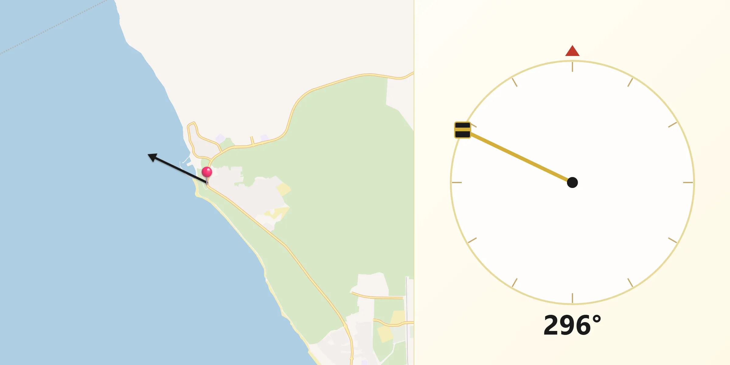 Qibla Direction from Two Rocks