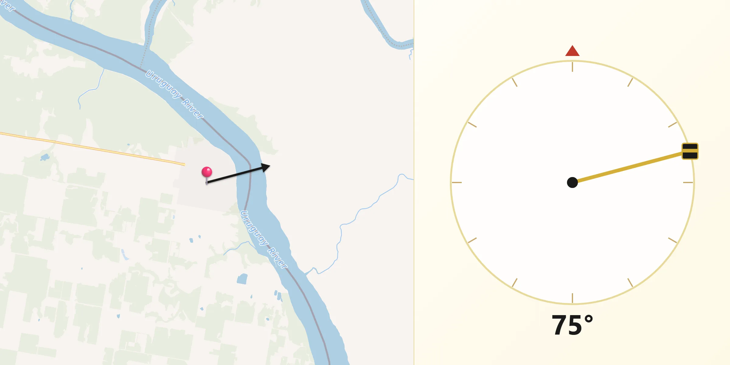 Dirección de la Qibla desde Puerto Yeruá