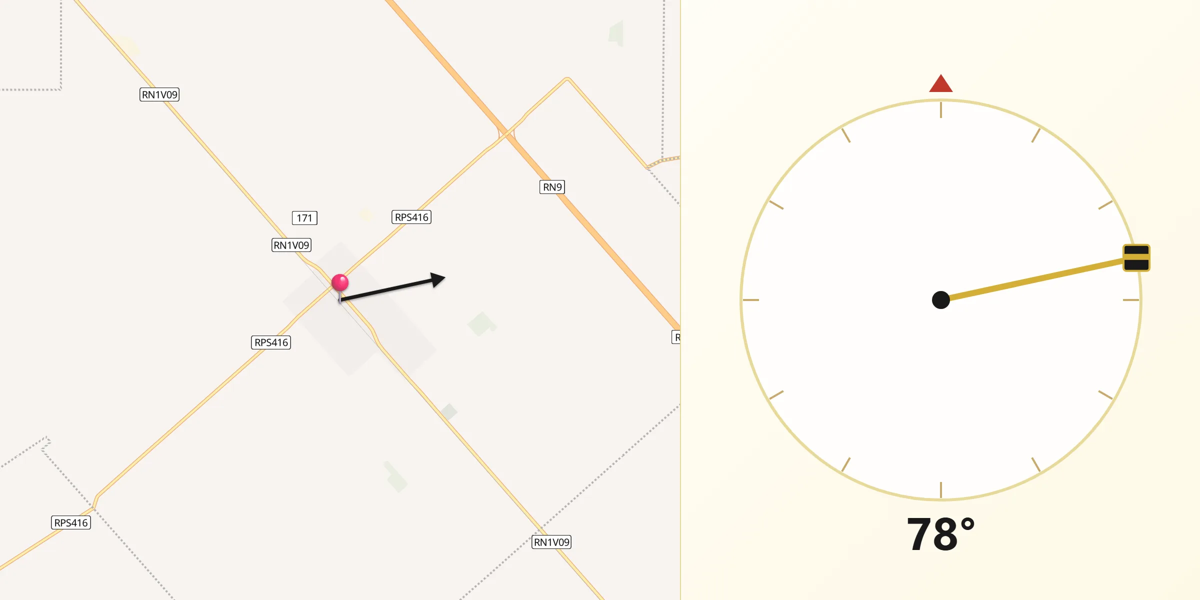 Dirección de la Qibla desde Toledo