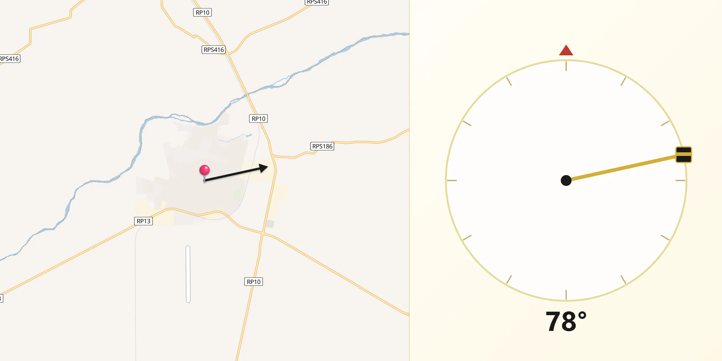 Dirección de la Qibla desde Villa del Rosario