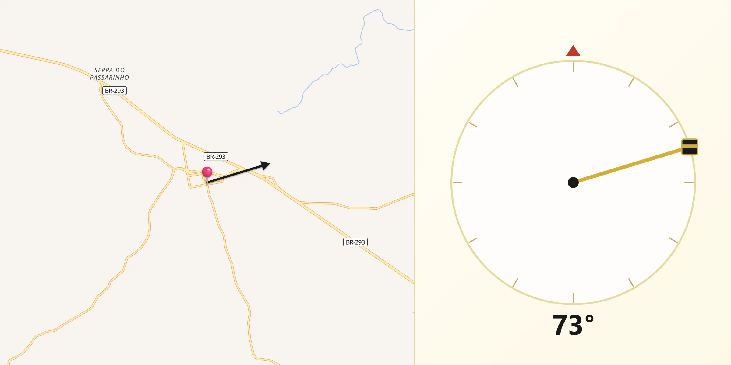 Direção da Qibla a partir de Pinheiro Machado