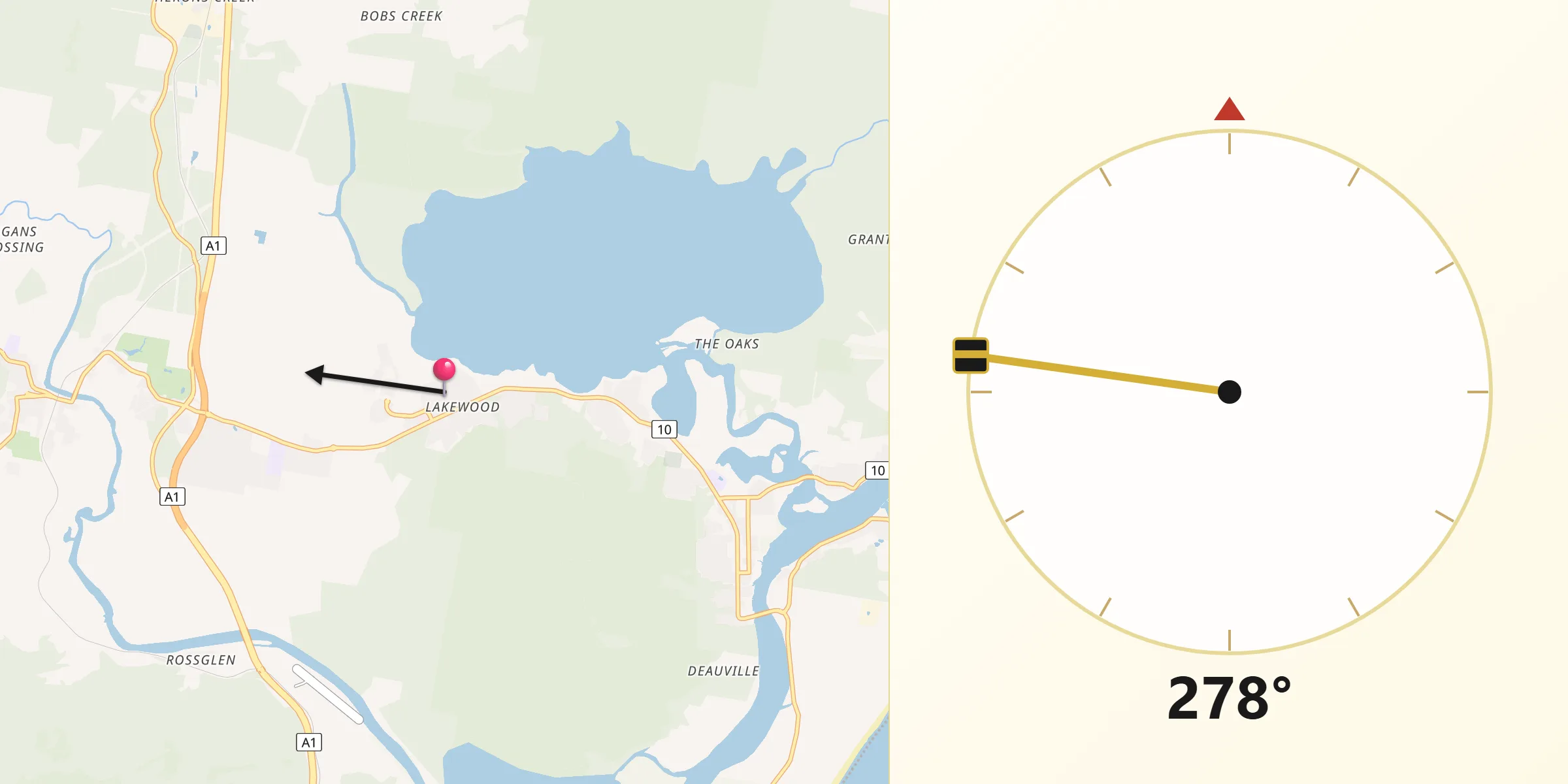 Qibla Direction from Lakewood