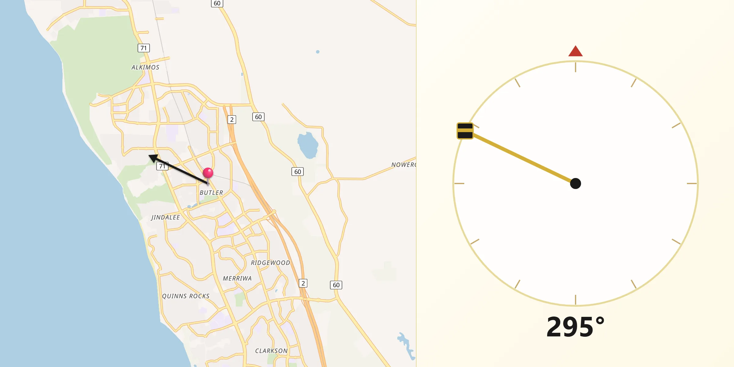 Qibla Direction from Butler