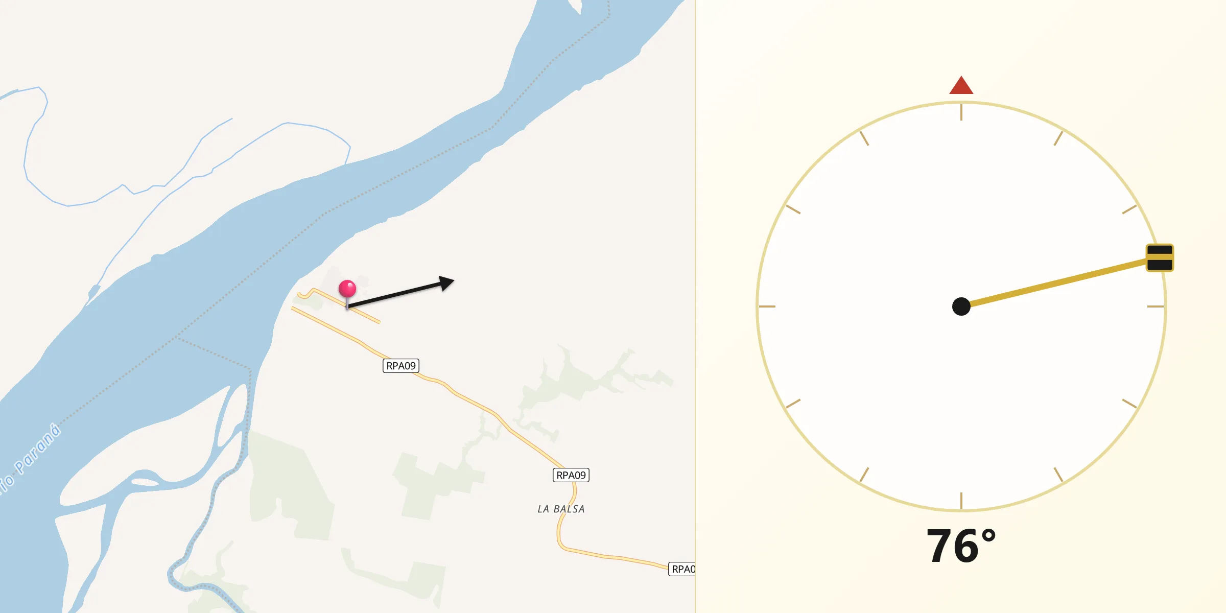 Dirección de la Qibla desde Villa Urquiza