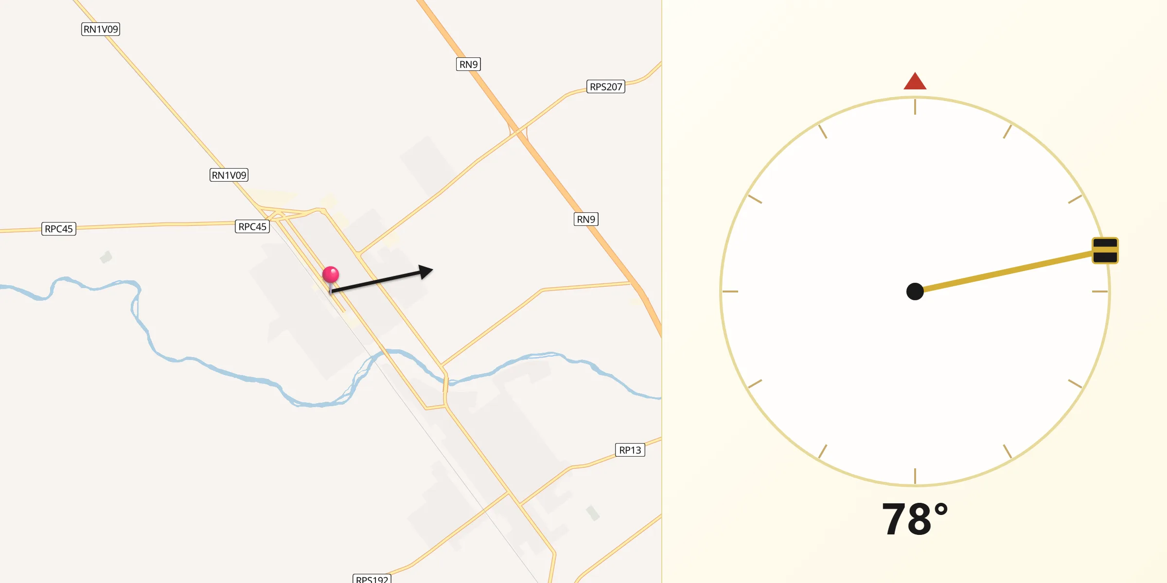 Dirección de la Qibla desde Río Segundo