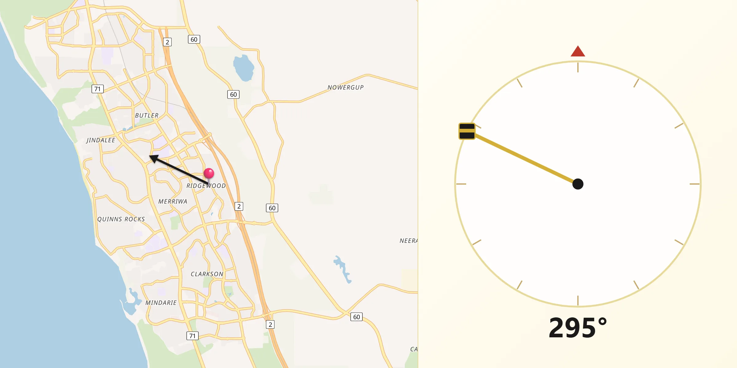 Qibla Direction from Ridgewood
