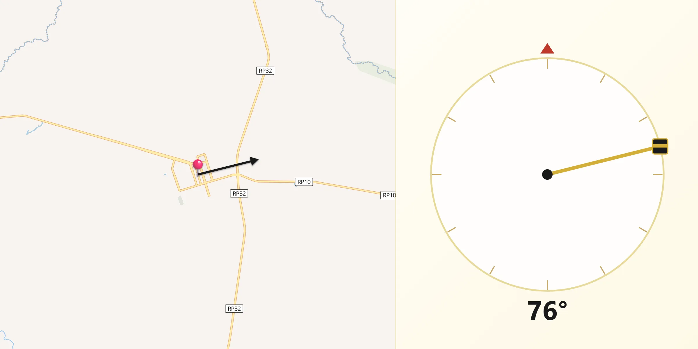 Dirección de la Qibla desde Villa María Grande