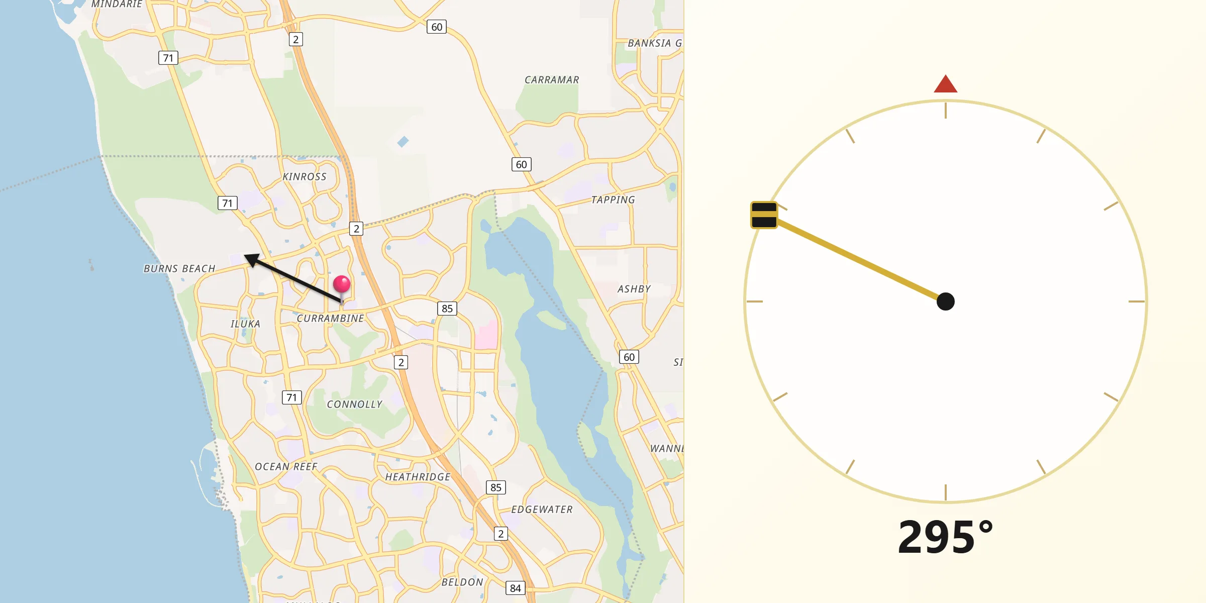 Qibla Direction from Currambine