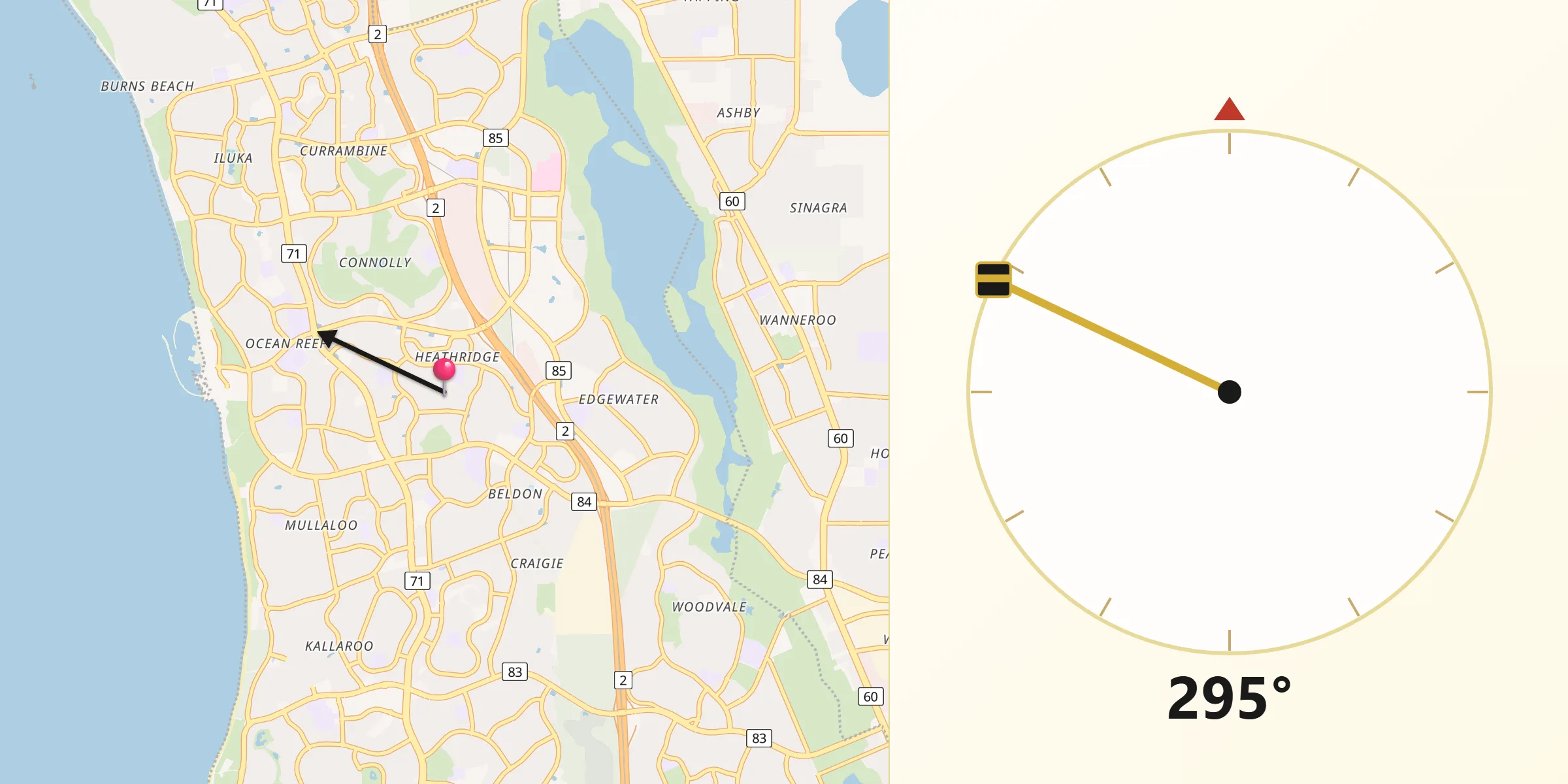 Qibla Direction from Heathridge