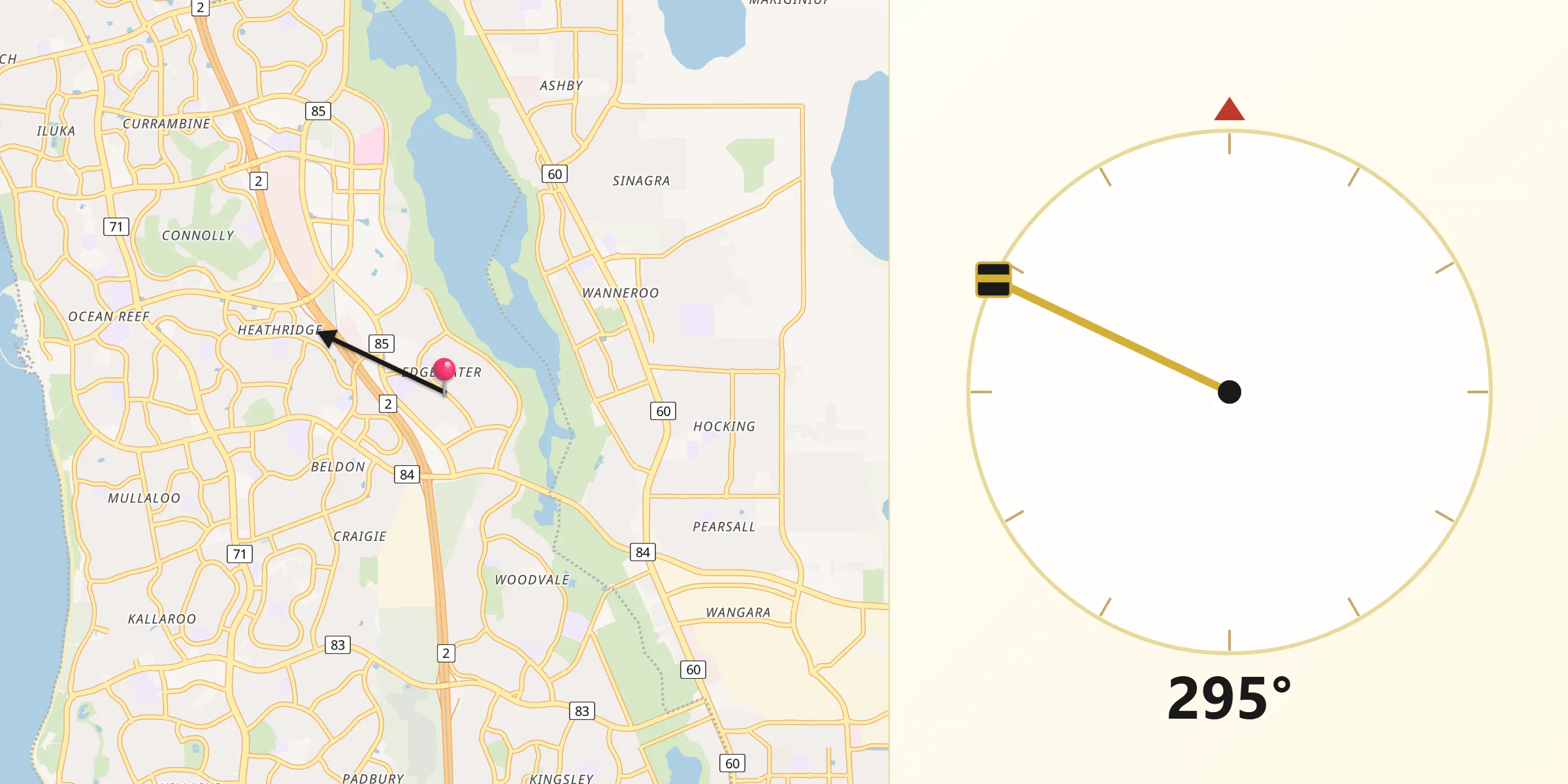 Qibla Direction from Edgewater