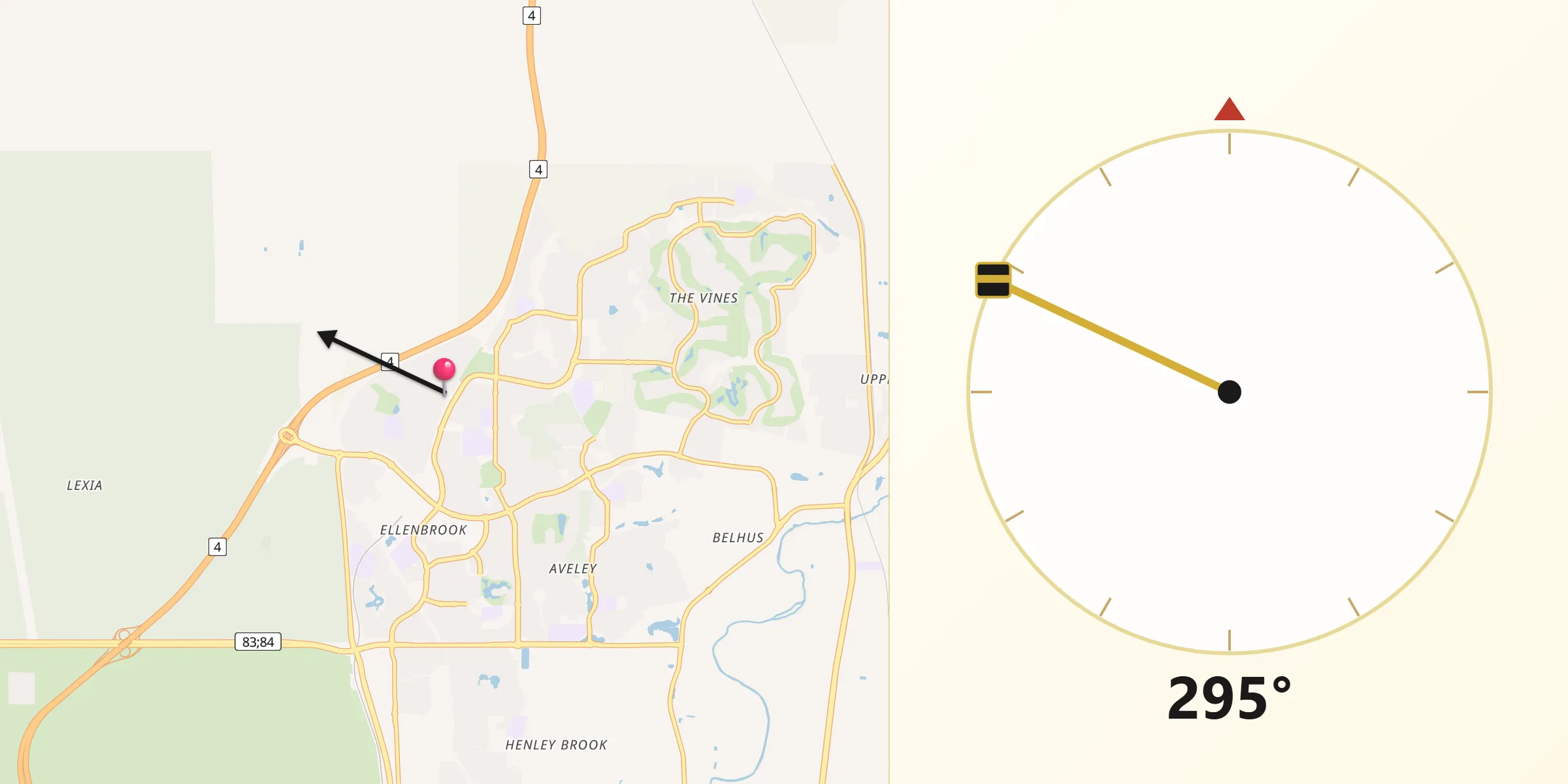 Qibla Direction from Ellenbrook