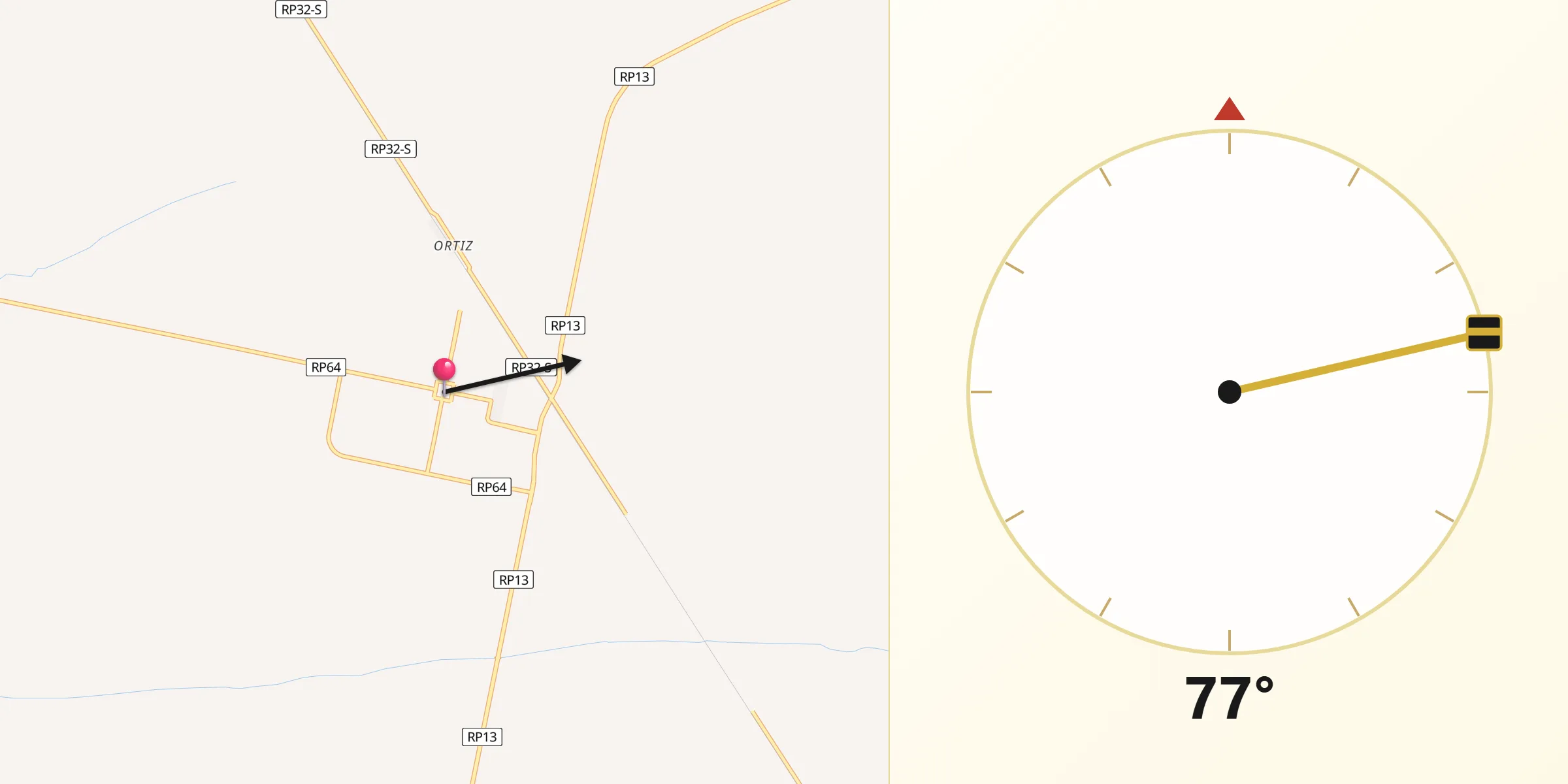 Dirección de la Qibla desde Sastre