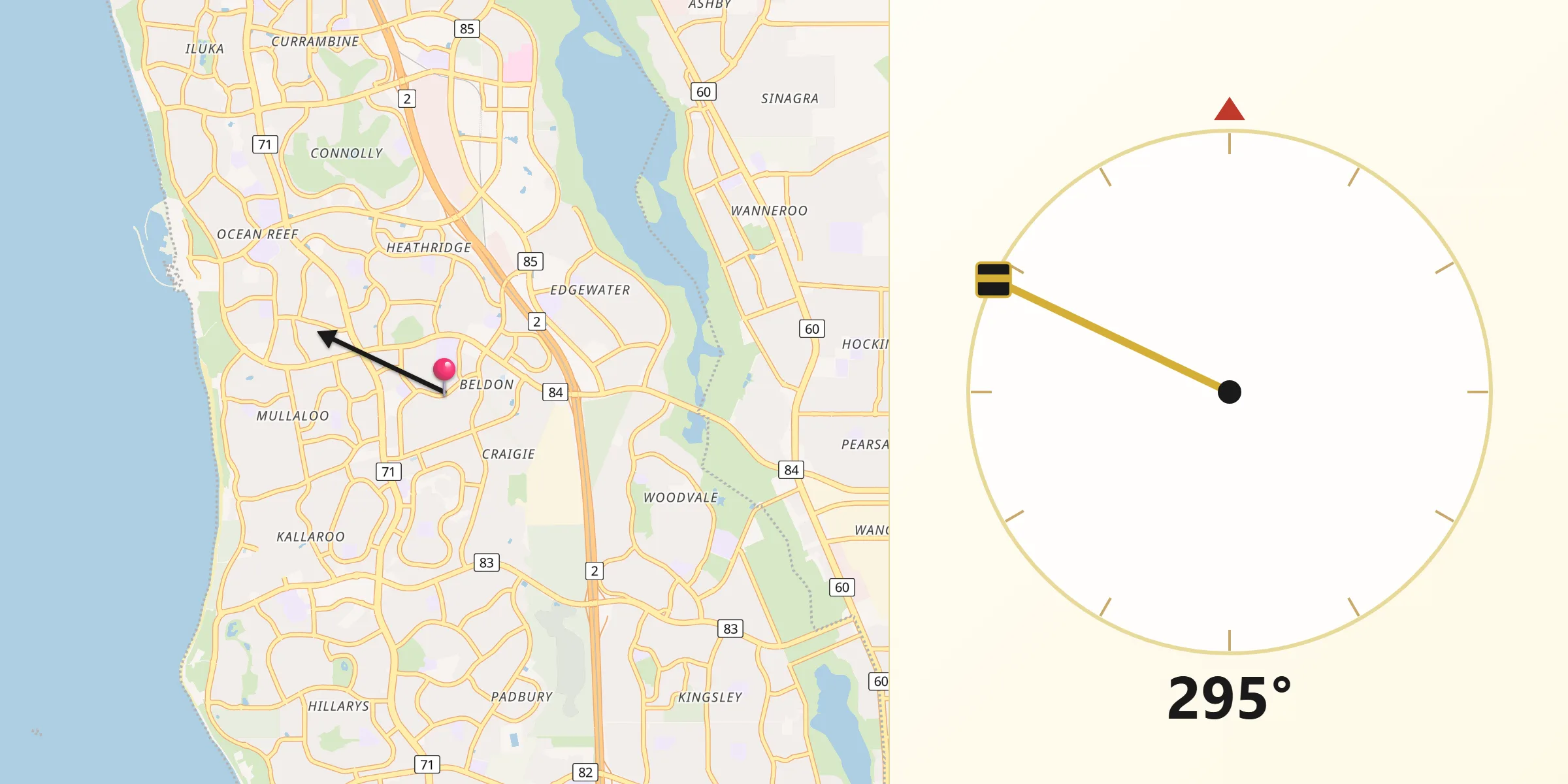 Qibla Direction from Beldon