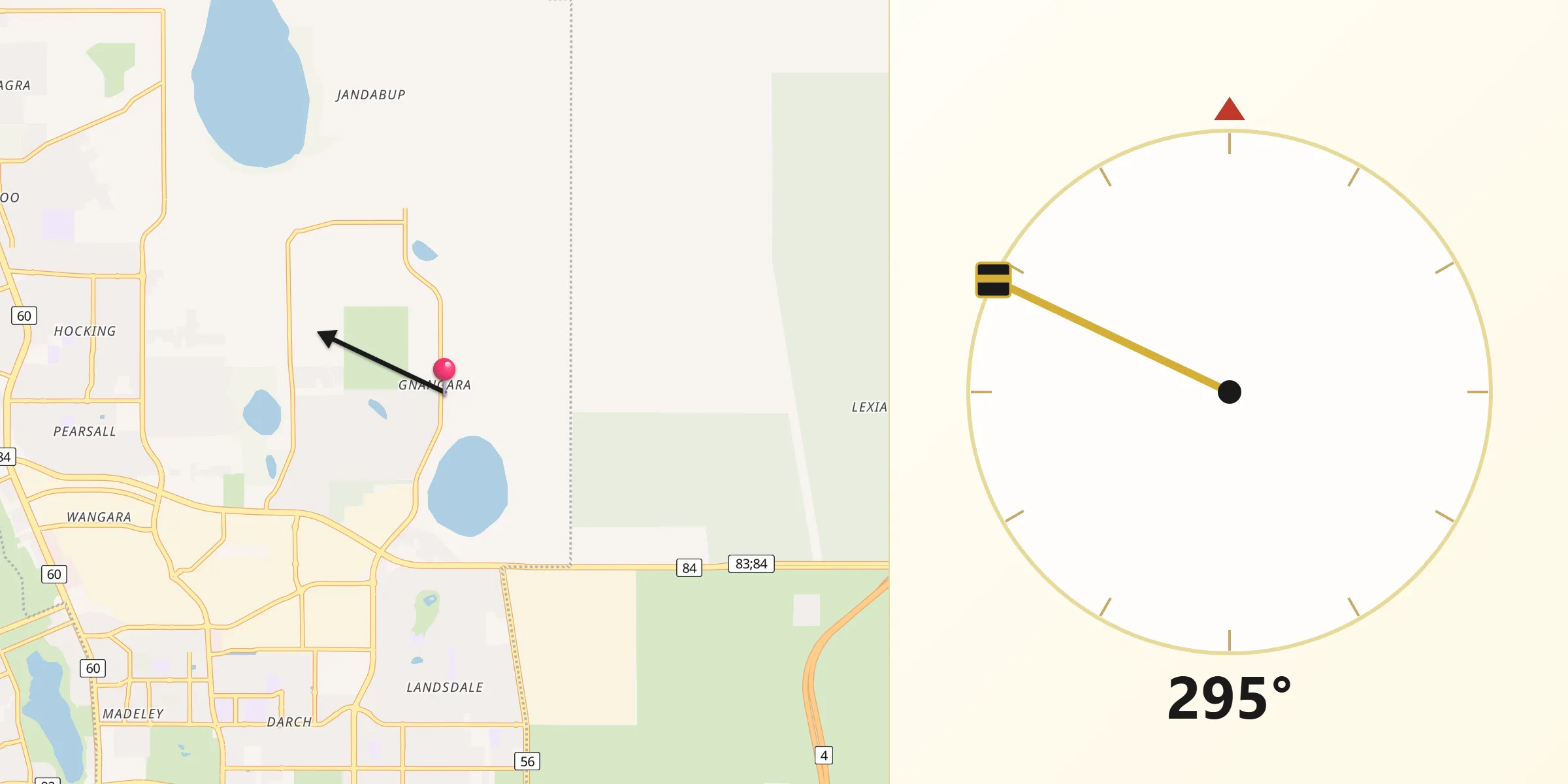 Qibla Direction from Gnangara