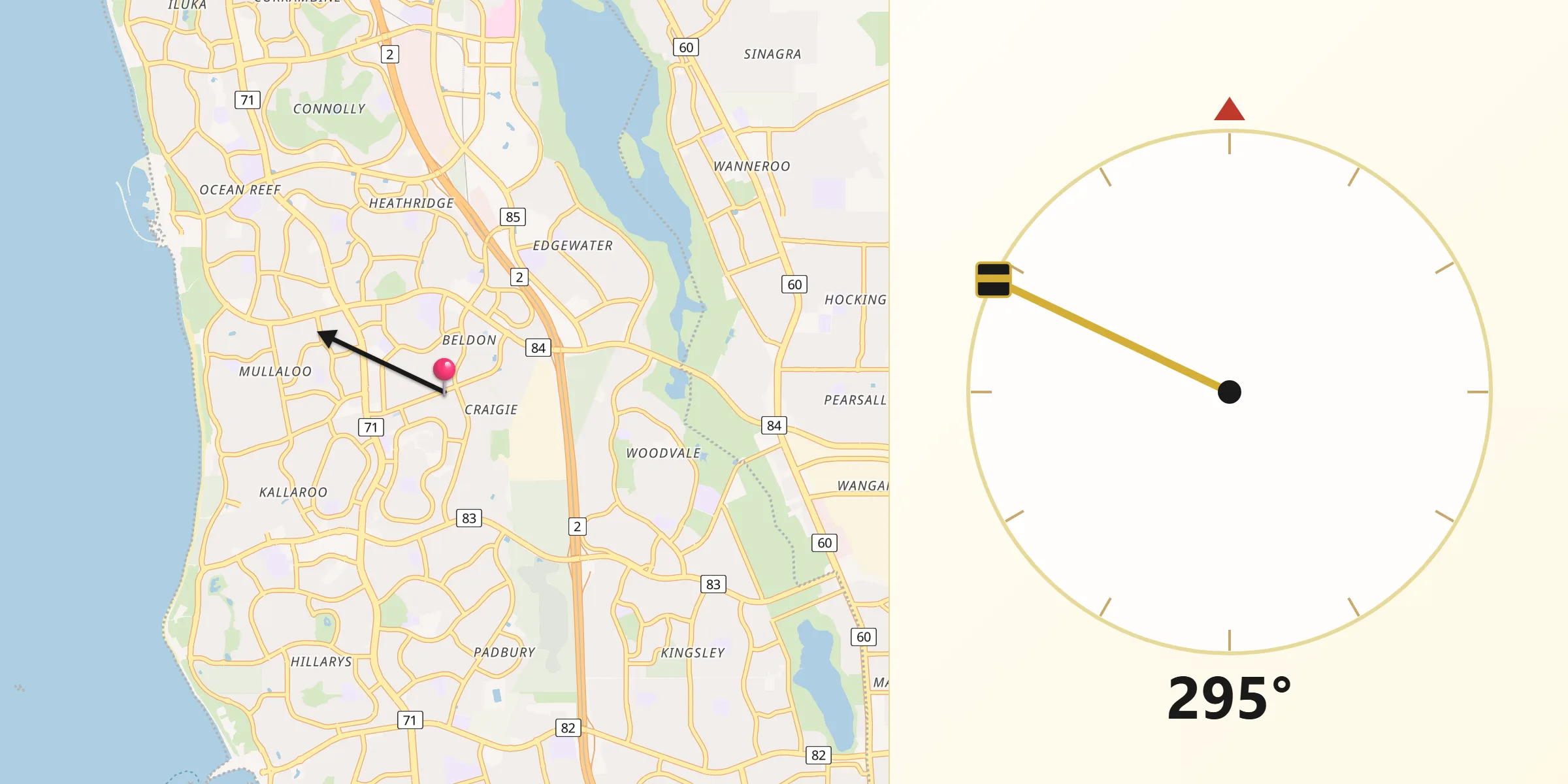 Qibla Direction from Joondalup