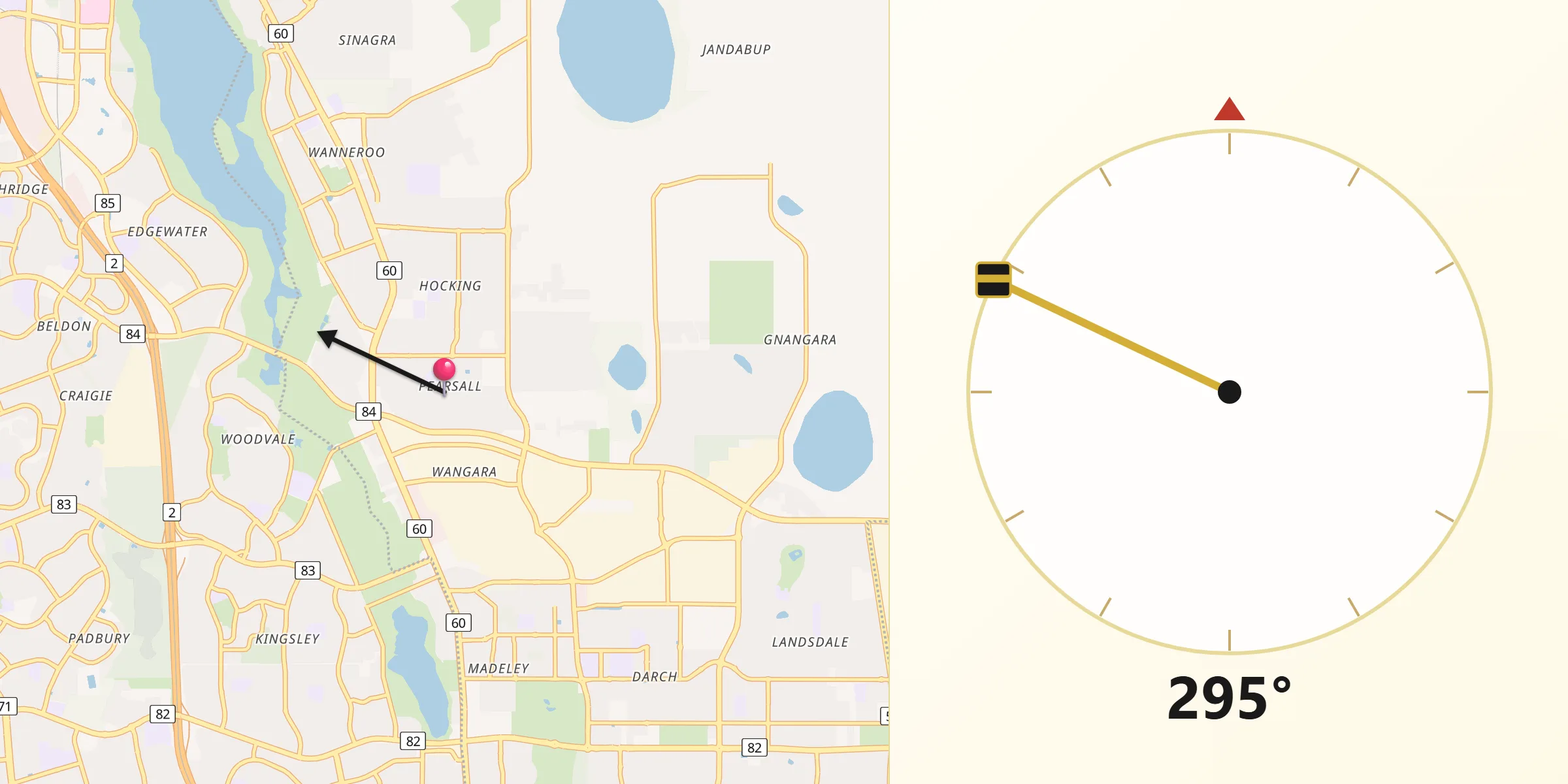 Qibla Direction from Pearsall