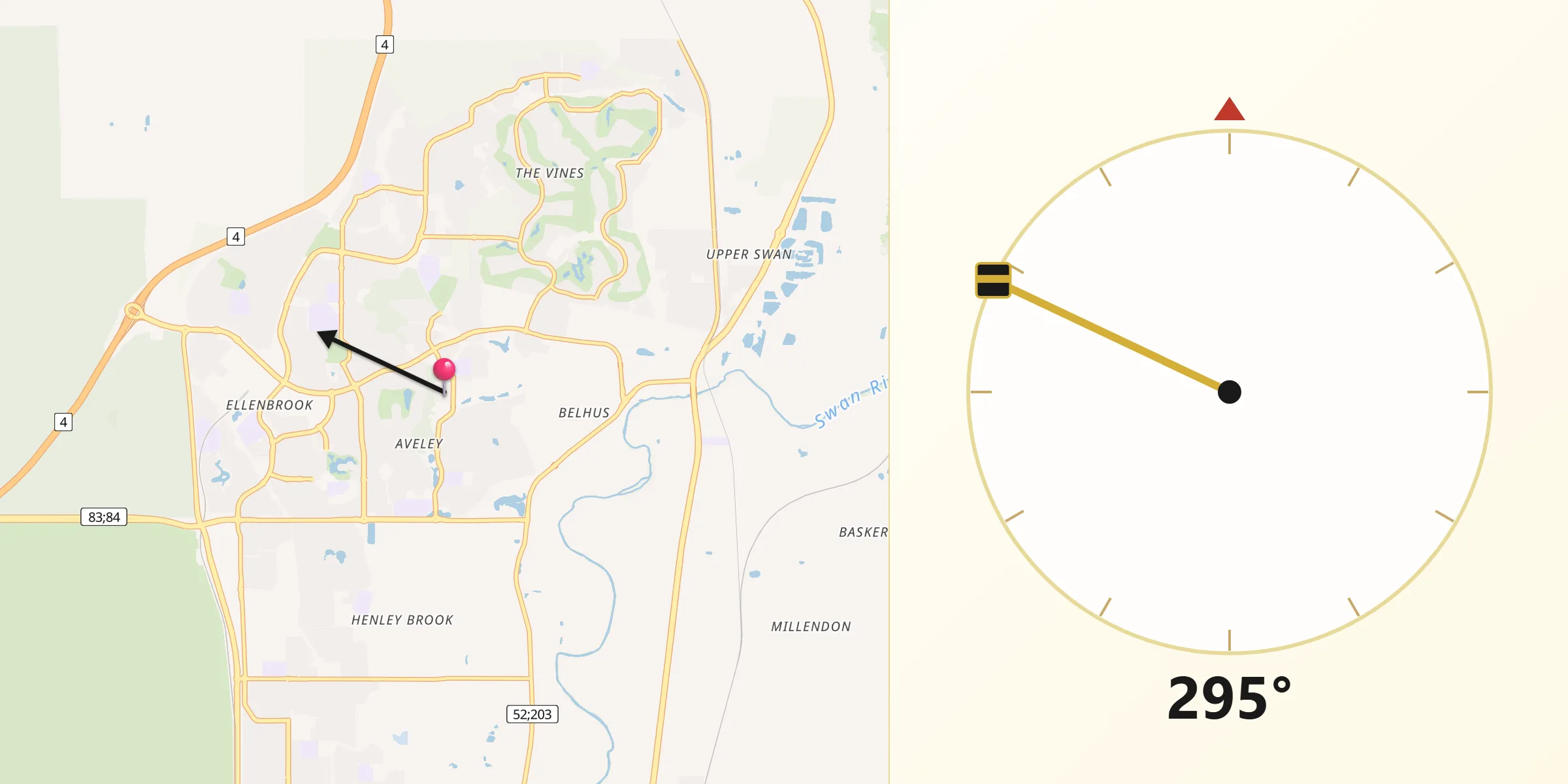 Qibla Direction from Aveley