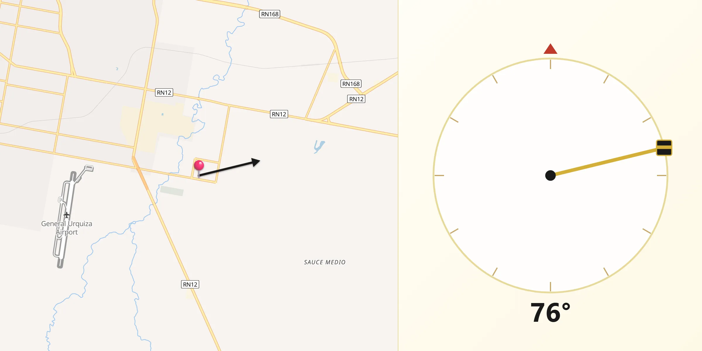 Dirección de la Qibla desde San Benito