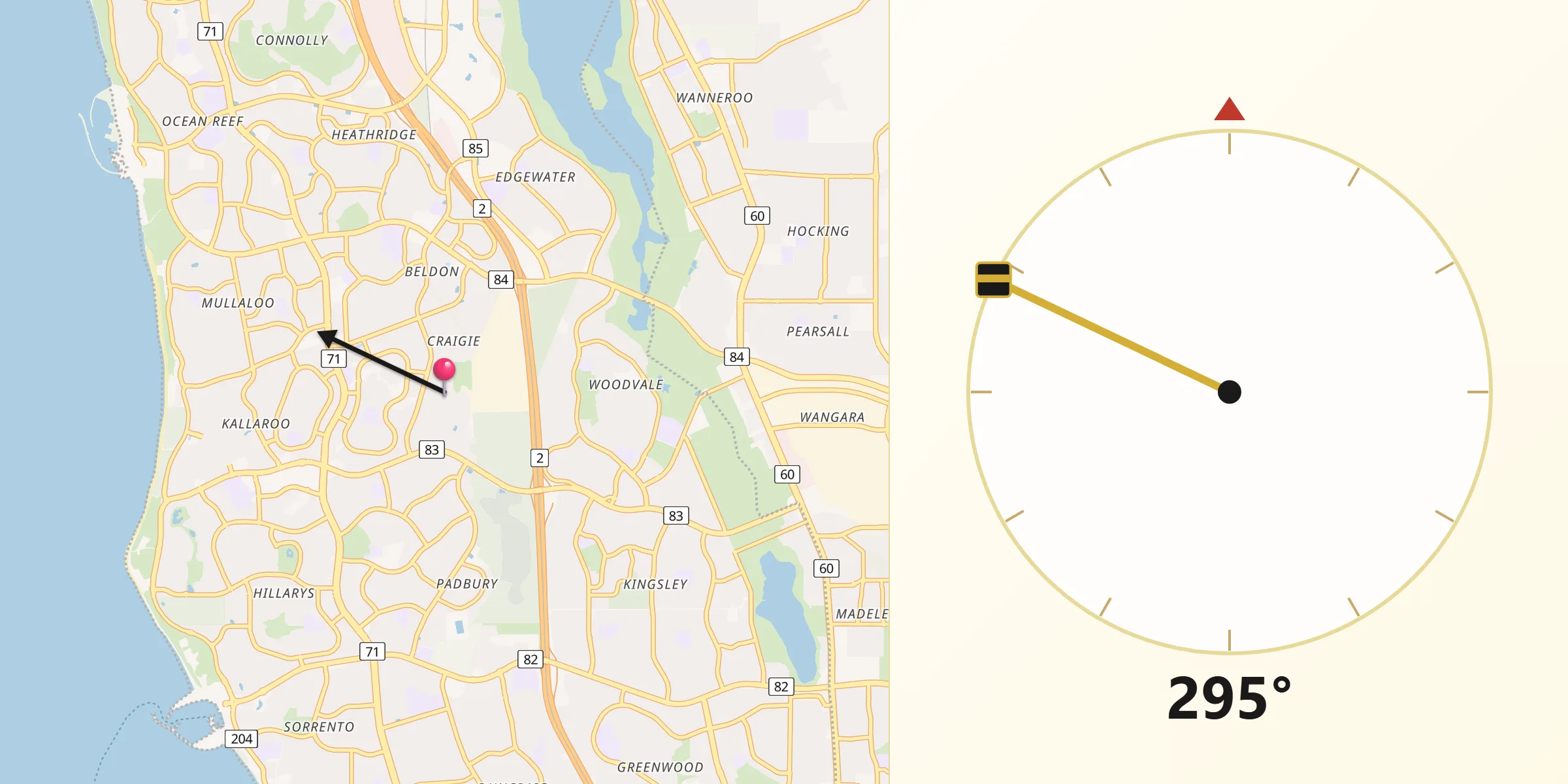 Qibla Direction from Craigie